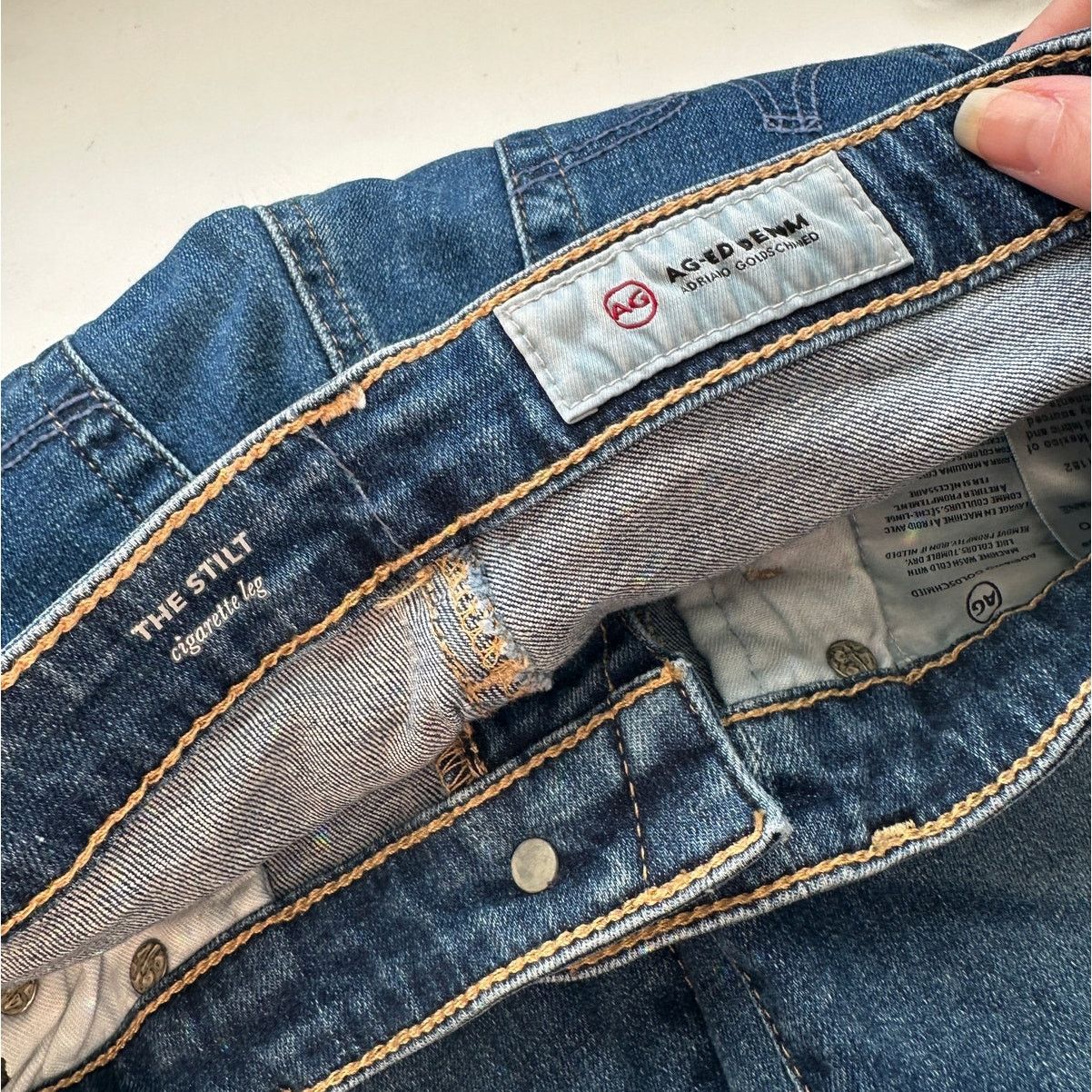AG Adriano Goldschmied AG The Stilt cigarette leg jeans medium wash US 29 raw hem Size 29" - 8 Thumbnail