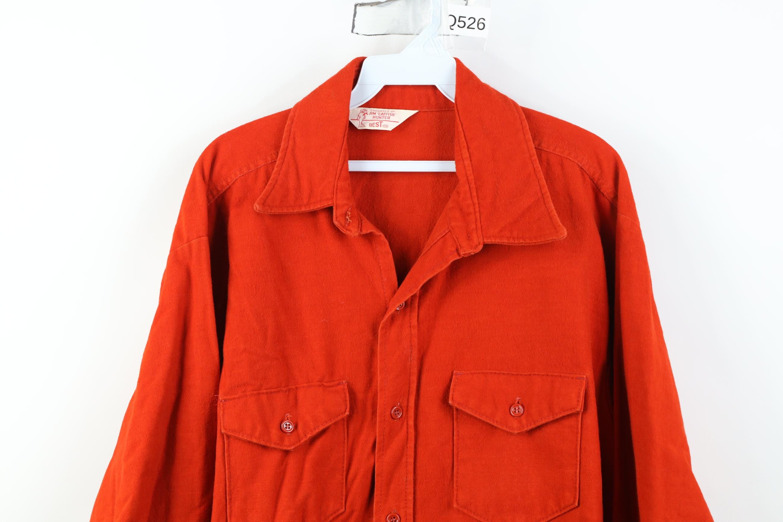 Vintage Vintage 70s Streetwear Chamois Cloth Button Shirt Orange USA Size US XL / EU 56 / 4 - 2 Thumbnail
