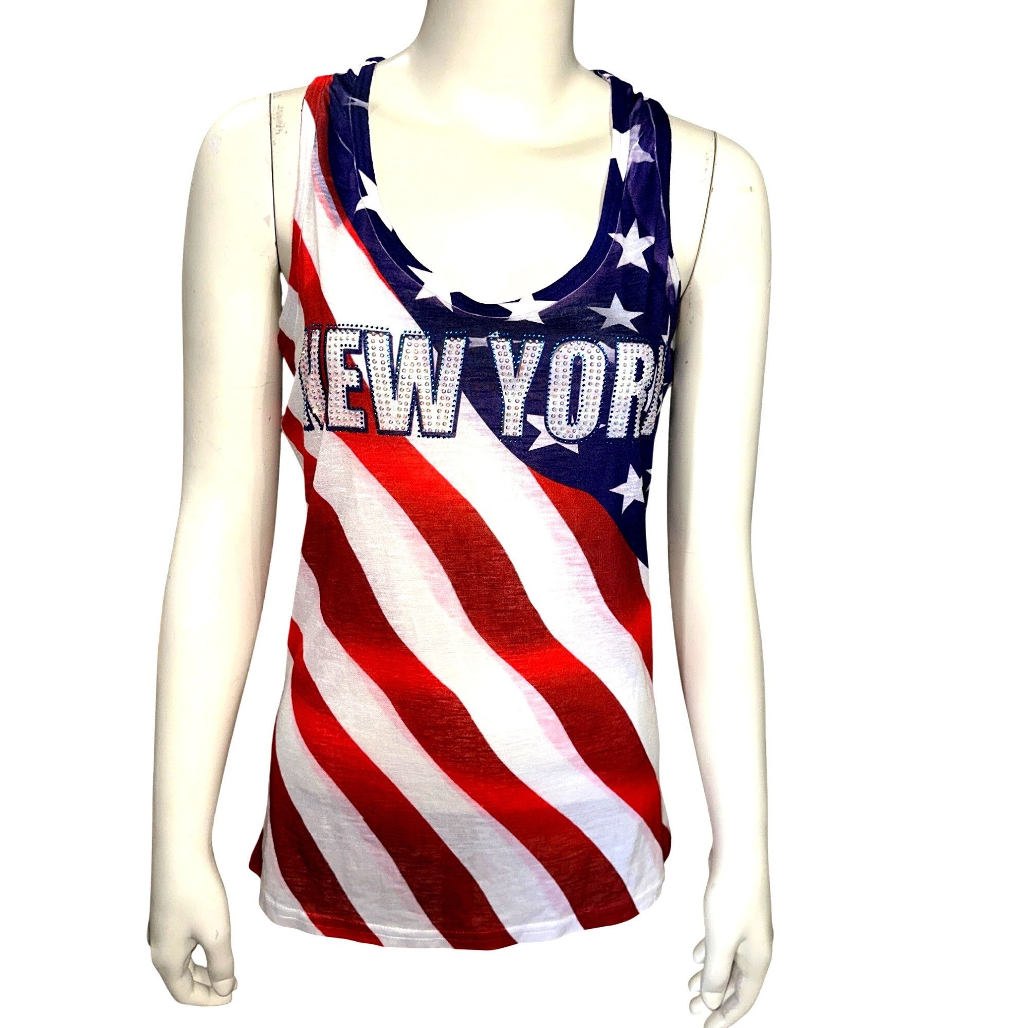 Other Sweet Gisele XLG American Flag Tank Top New York Rhinestone Size XL / US 12-14 / IT 48-50 - 2 Thumbnail