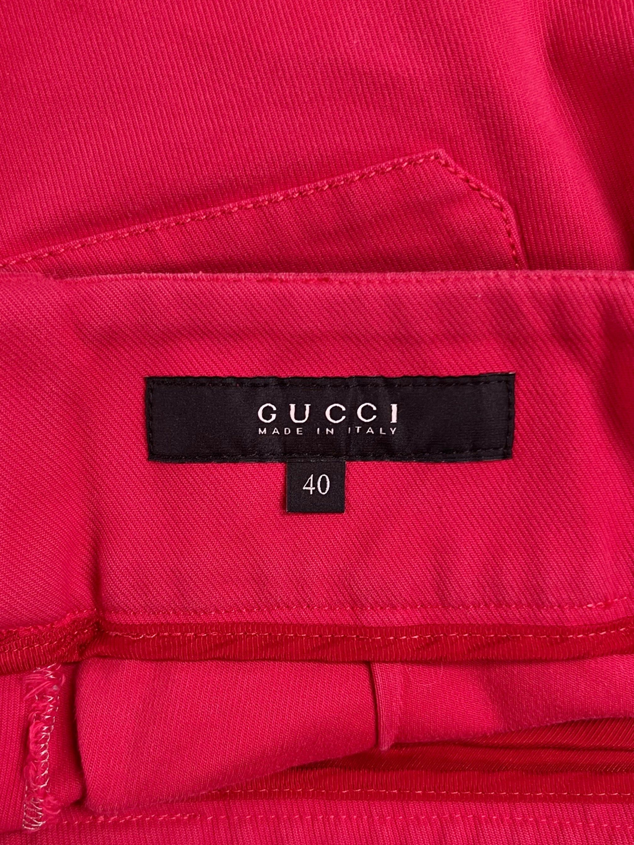 Gucci Late 2000s Gucci Red Denim Mini Shorts Size 28" / US 6 / IT 42 - 4 Thumbnail