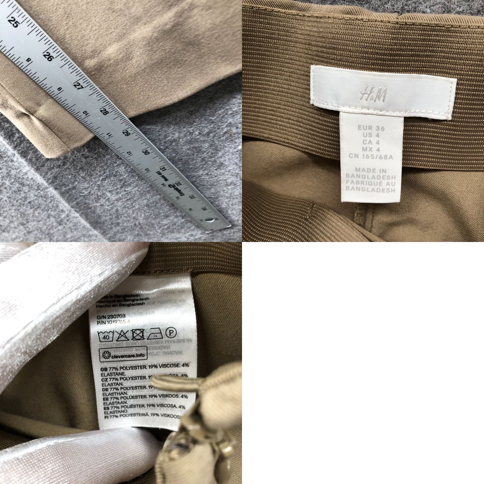 H&M H&M High Rise Flare Dress Pants Womens 4 Beige Side Zip Stretch Flat Front Size 27" / US 4 / IT 40 - 8 Thumbnail