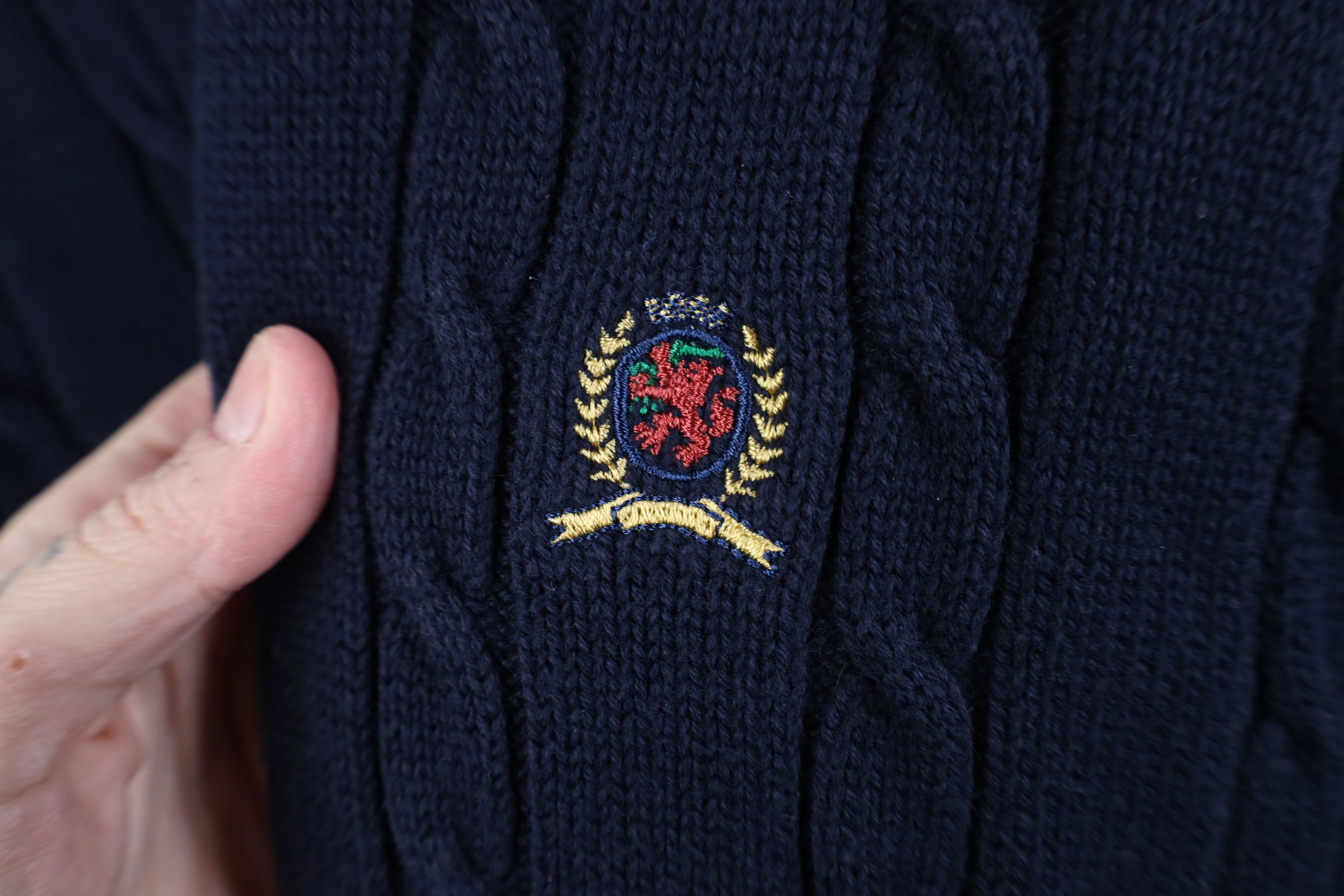 Tommy Hilfiger Vintage 90s Tommy Hilfiger Cotton Cable Knit Sweater Blue Size US XXL / EU 58 / 5 - 4 Thumbnail