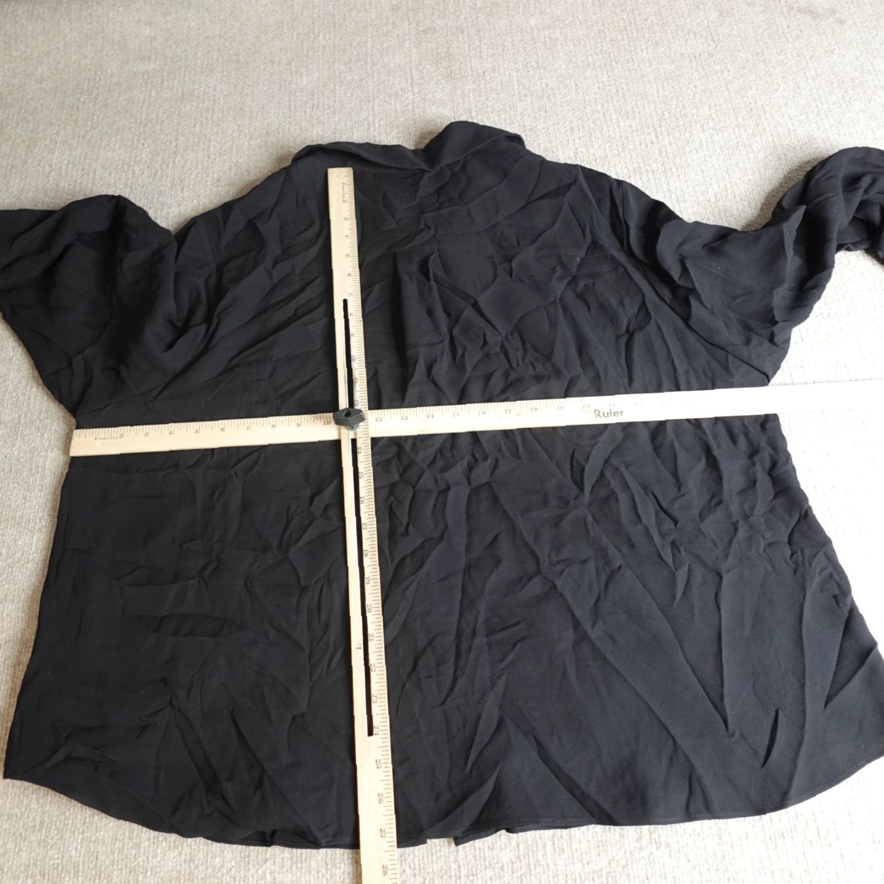 Vintage Lafayette 148 New York Shirt 3X Black Silk Blouse Womens Plus Regular Long Sleeve Georgette 100% Silk Shirt Size XXL / US 16-18 / IT 52-54 - 5 Thumbnail