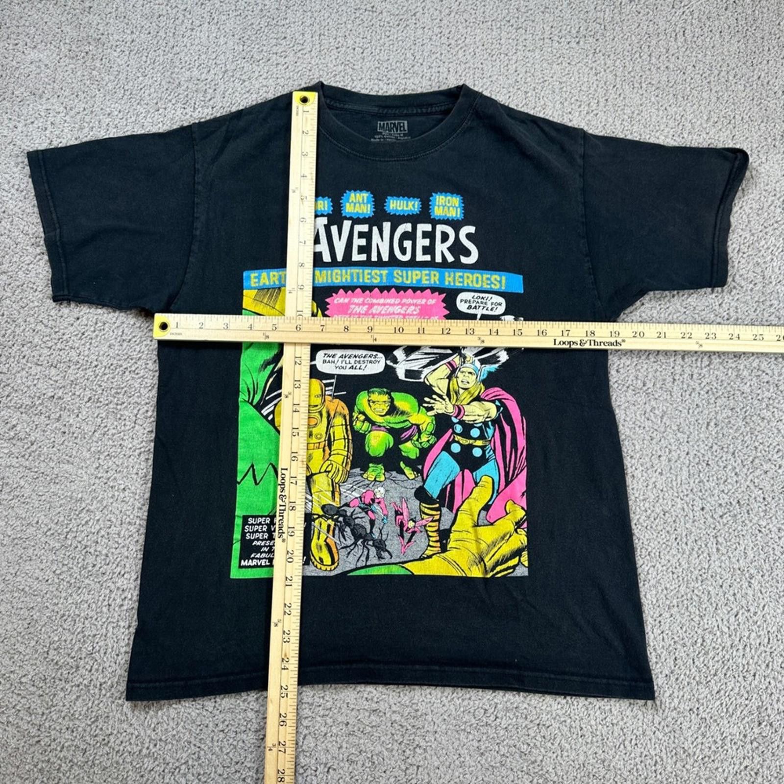 Marvel Comics Marvel Avengers Mens M Black Tee Comic Book Cover Thor Hulk Size US M / EU 48-50 / 2 - 2 Thumbnail