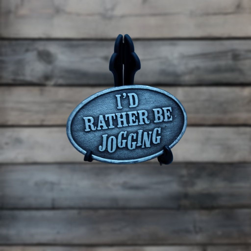 Vintage VINTAGE Silvertone 1978 I’d Rather Be Jogging Belt Buckle Capt Hawks Sky Patrol Unisex Adult Accessories Size ONE SIZE - 1 Thumbnail