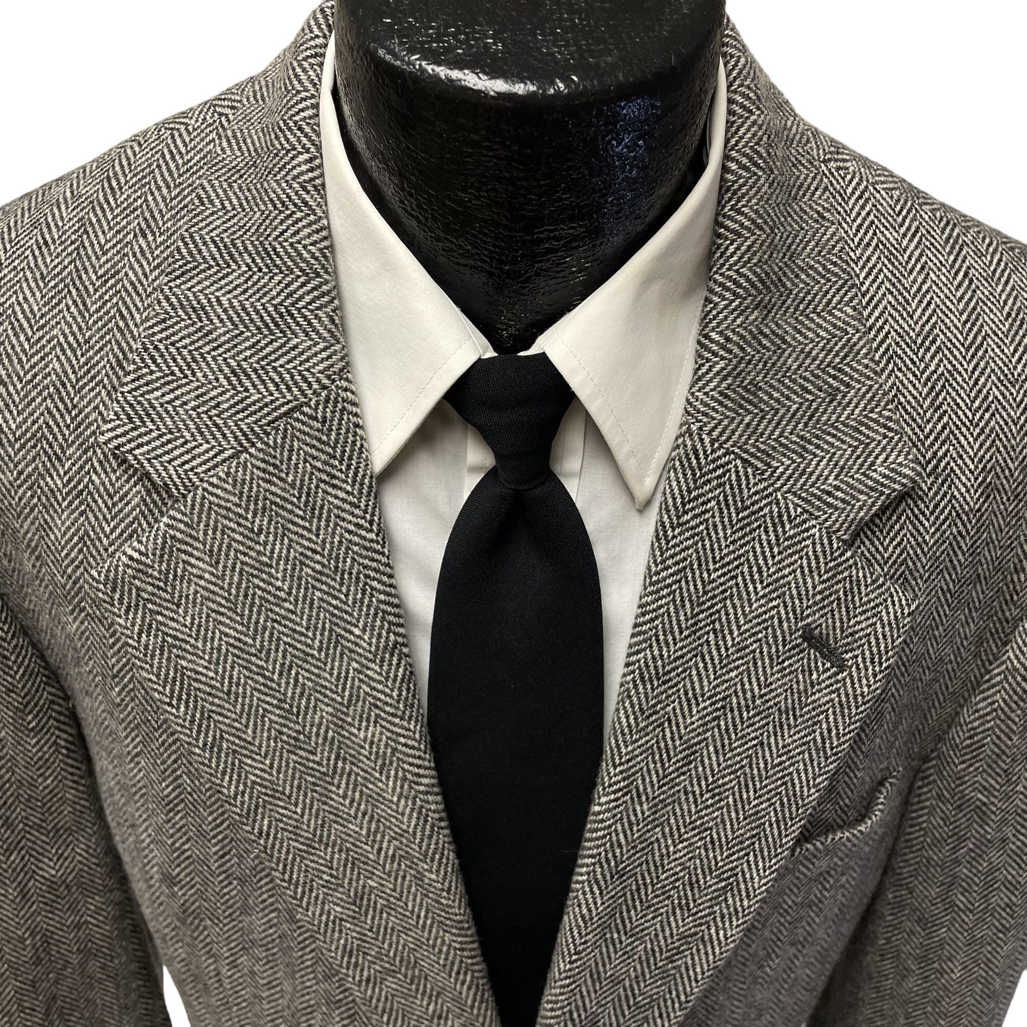 Savile Row NEW Savile Row Black Gray Sport Coat HERRINGBONE Jacket Size 42R - 2 Thumbnail