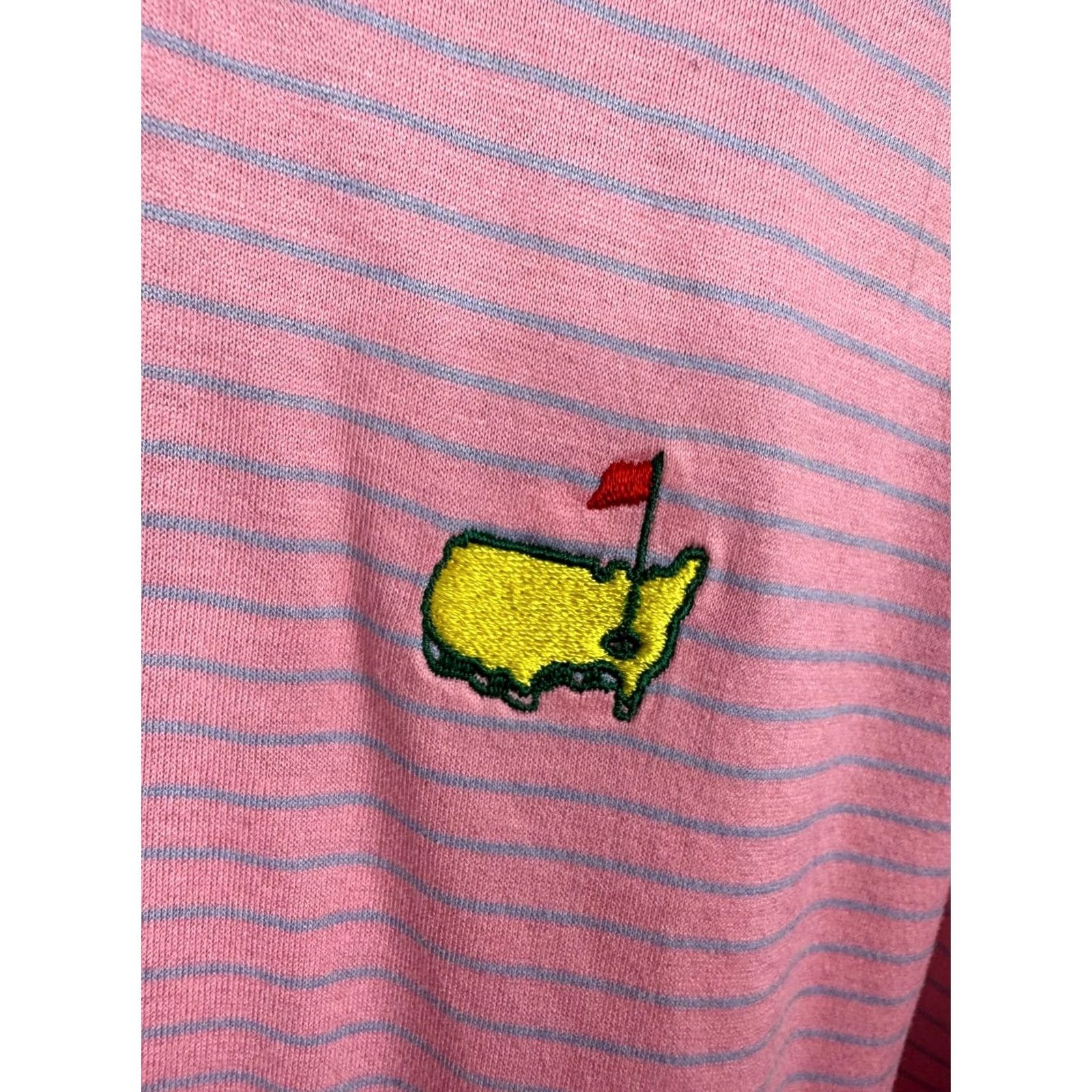 Vintage Bobby Jones Mens L Pink Golf Polo Masters Embroidered Augusta Logo Amen Striped Size US L / EU 52-54 / 3 - 5 Thumbnail