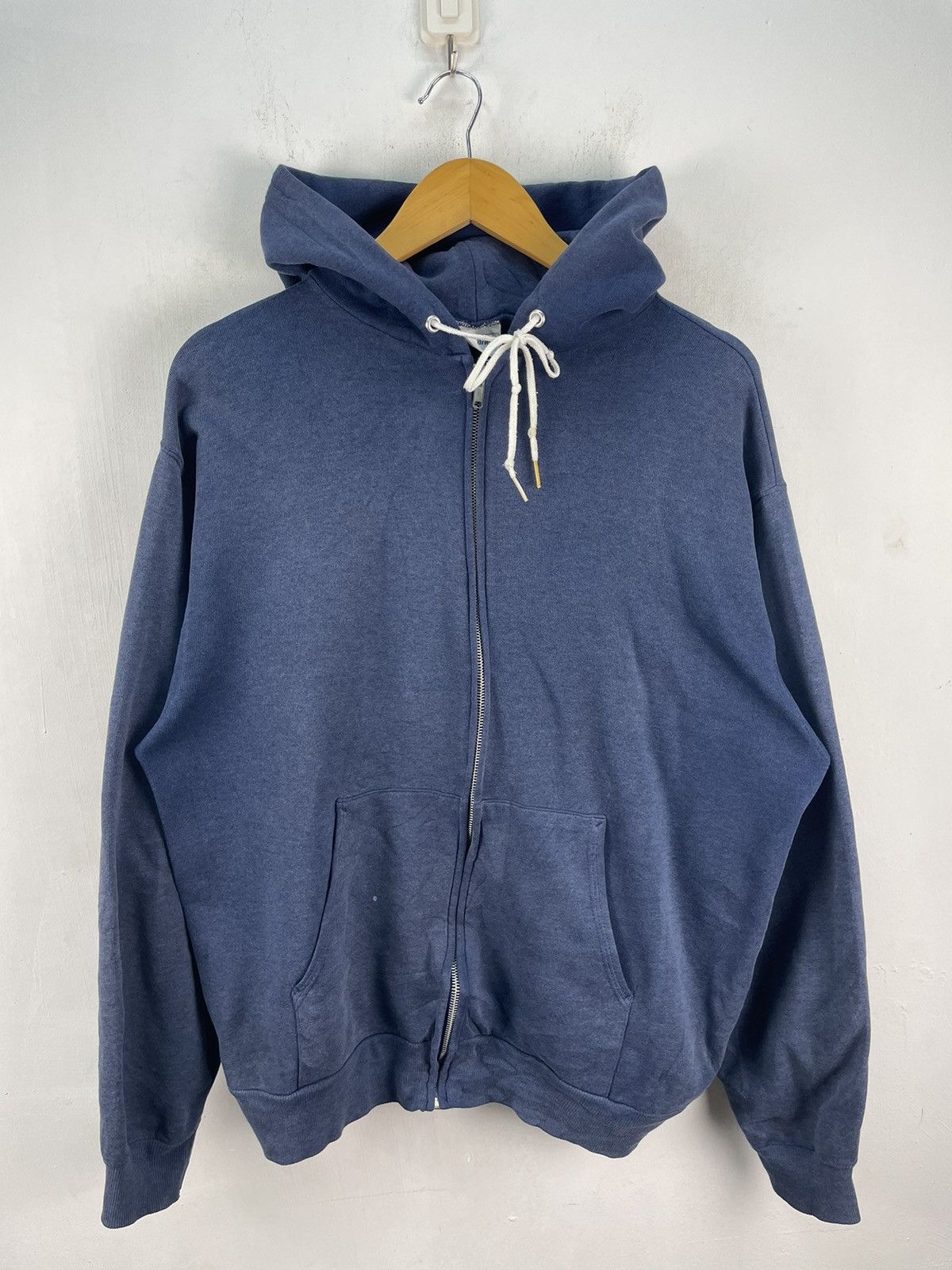 Hanes Vintage 80s Hanes Hoodie Sweatshirt Plain Faded Blue Size L Size US L / EU 52-54 / 3 - 1 Thumbnail