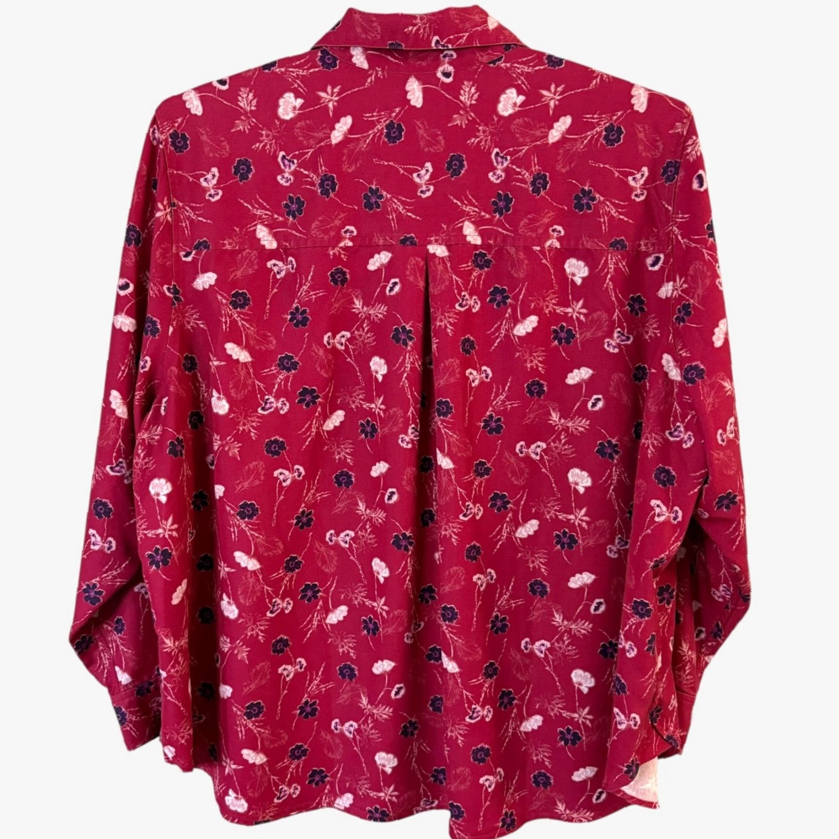 Lands' End Lands' End Tunic Shirt Red Women's 2X Sketch Floral Half-Button Popover Top Button-Up Shirt Women Plus Size Colorful Floral Classic Preppy All Seasons Size XXL / US 16-18 / IT 52-54 - 4 Thumbnail