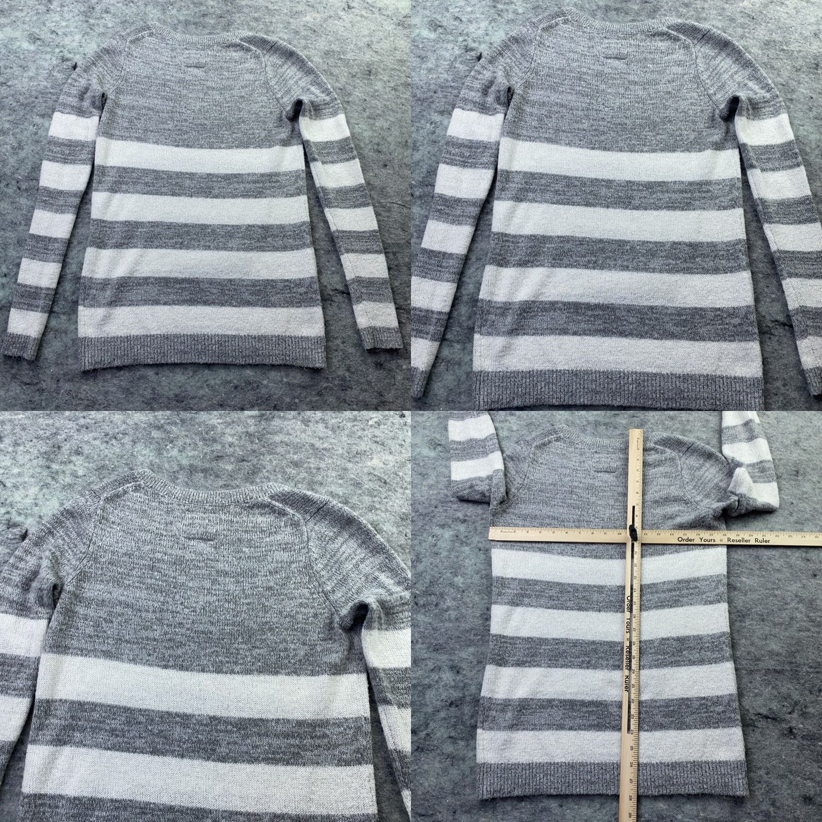 Abercrombie & Fitch Abercrombie & Fitch Womens Sweater Top Small Gray Striped V-Neck Shirt Top Shirt Top Size S / US 4 / IT 40 - 8 Thumbnail