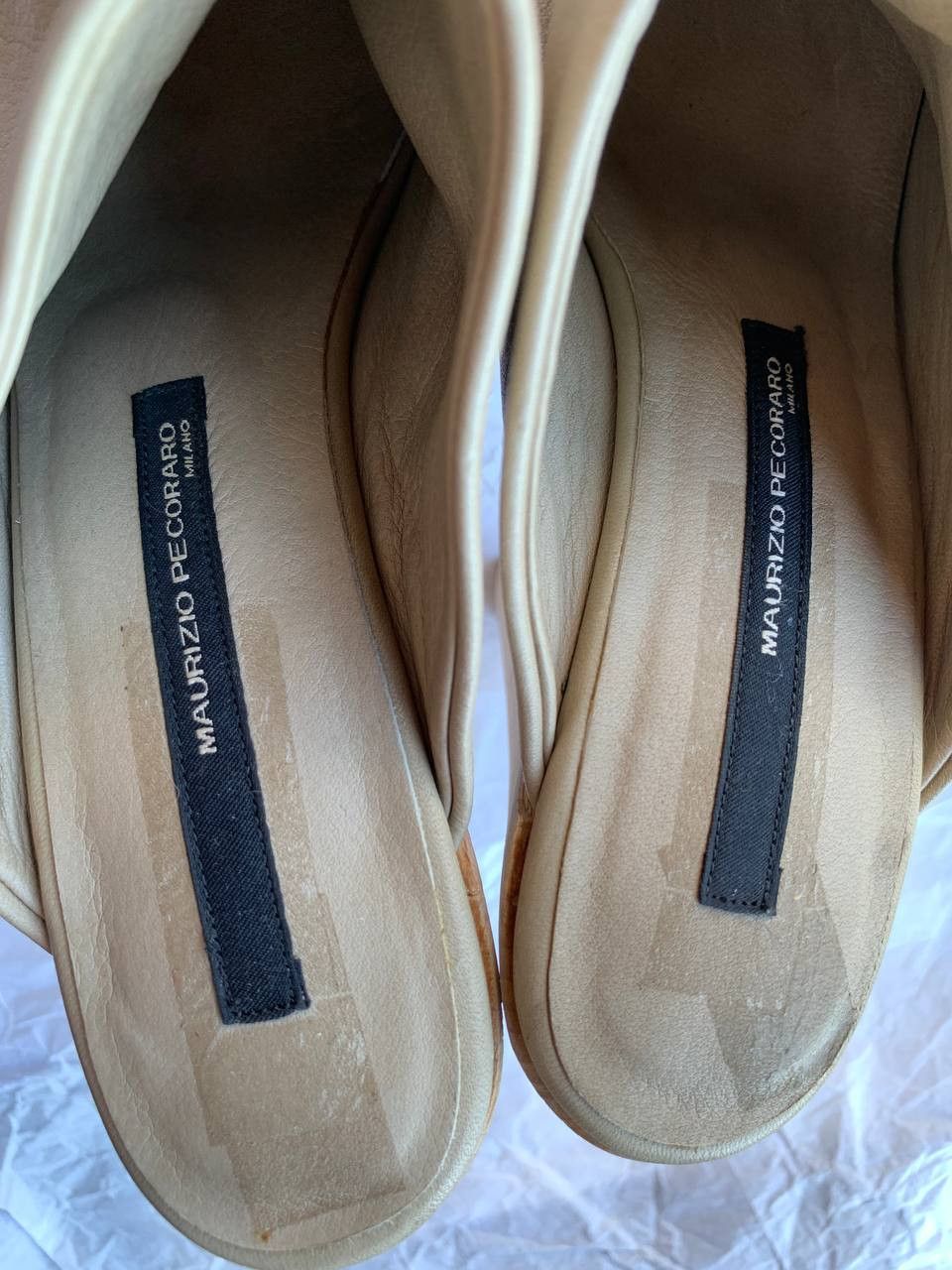 Other Maurizio Pecoraro beige leather heels on wooden platform Size US 8 / IT 38 - 8 Thumbnail