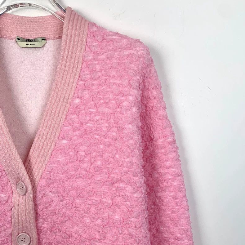 Fendi Fendi Pink Textured Button Cardigan Size US XS / EU 42 / 0 - 3 Thumbnail