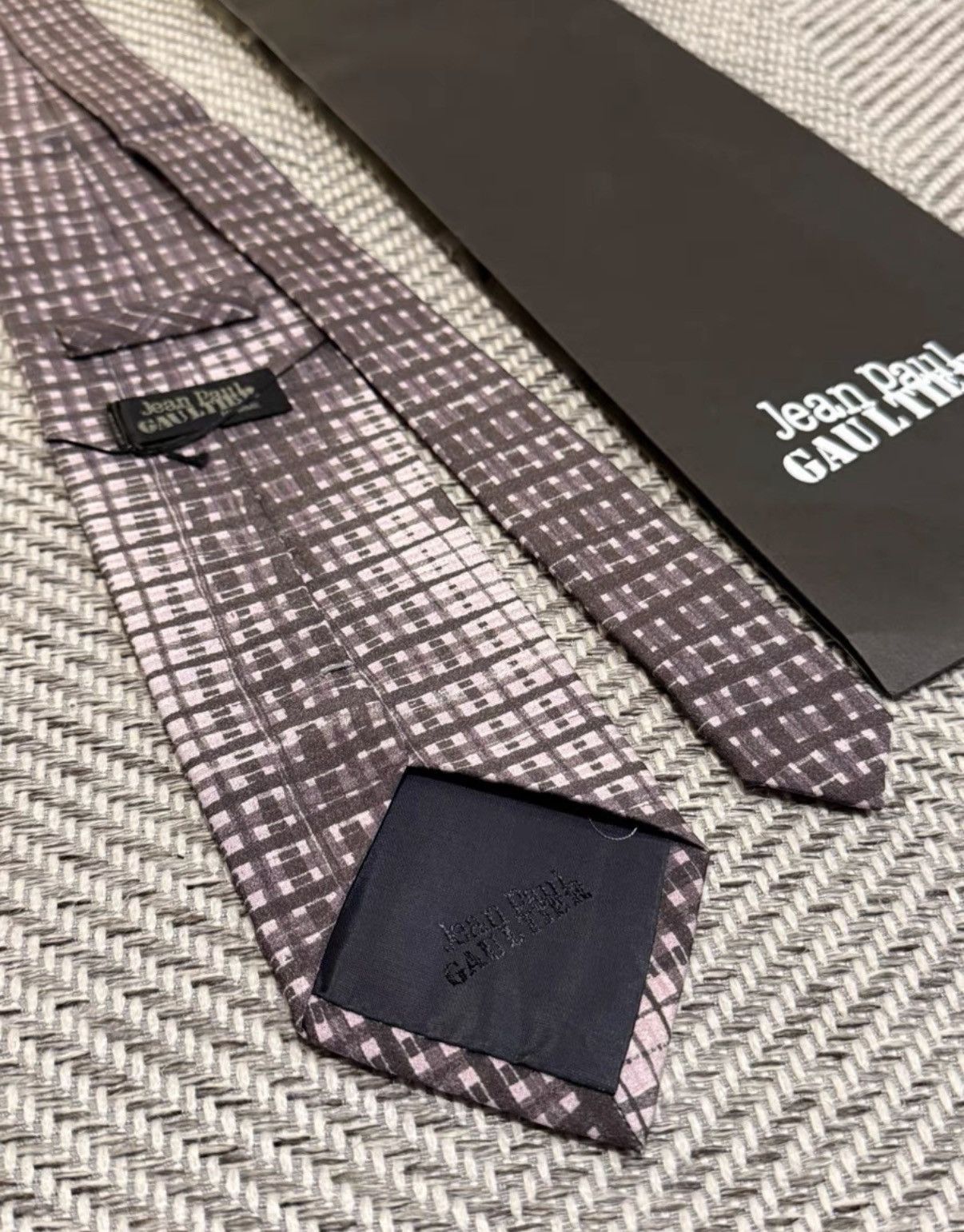 Jean Paul Gaultier Brown Grid Pattern Necktie Size ONE SIZE - 6 Thumbnail