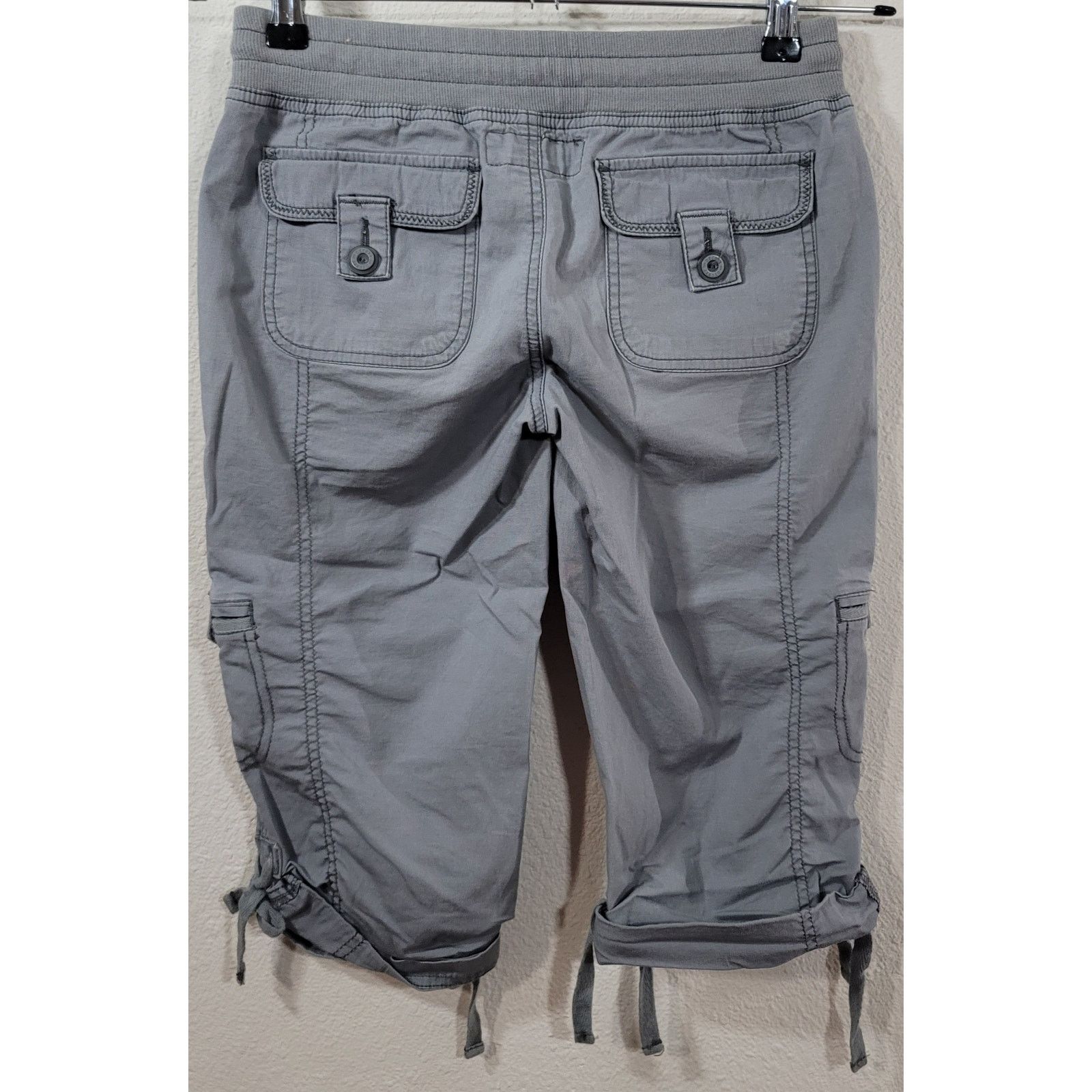 Decree Decree Gray Drawstring Waist Capri Pants 0 Roll Tab Tie Legs Size 25" / US 0 / IT 36 - 2 Thumbnail