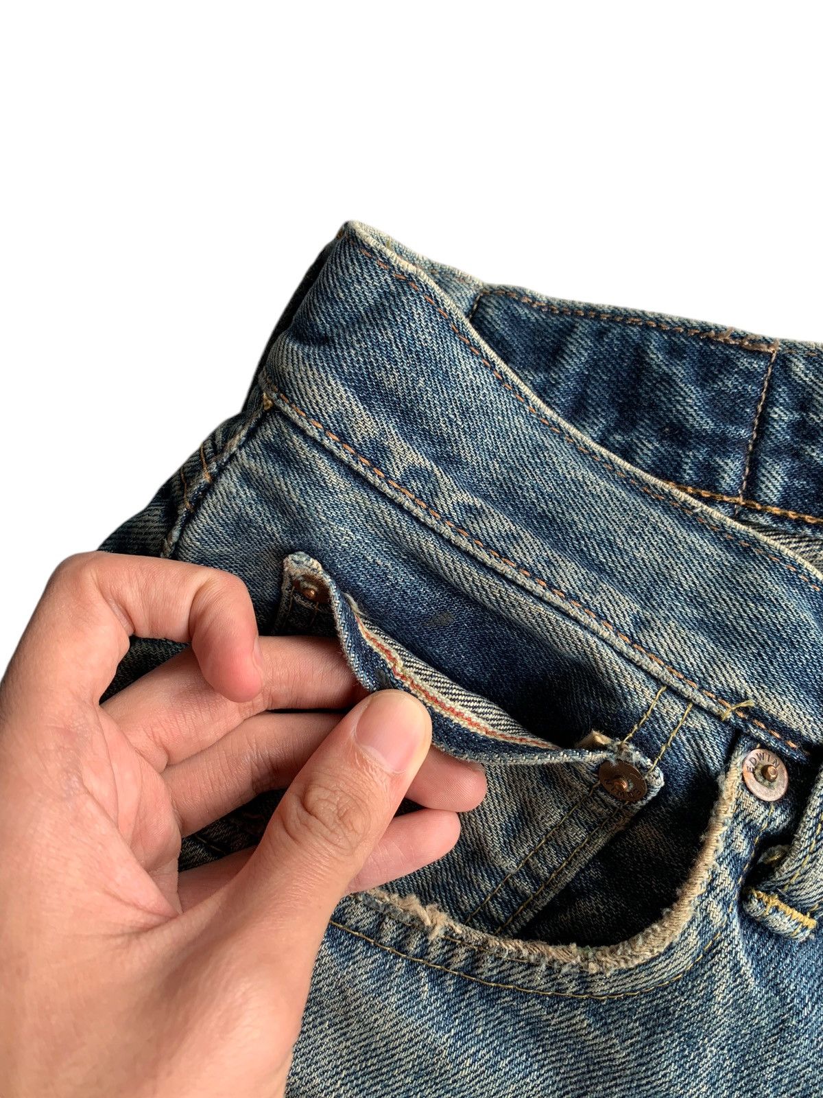 Edwin × Kapital EDWIN SELVEDGE 505X BUTTON FLY DISTRESSED DENIM Size US 30 / EU 46 - 8 Thumbnail