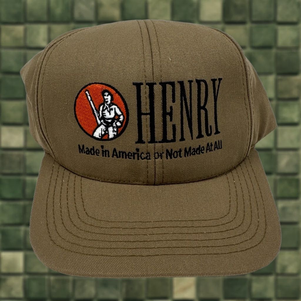 Vintage Henry Baseball Cap Hat Beige Tan Adjustable Strapback USA HenrY Repeating Arms Co Made In USA Hat Cap Tan Beige Adjustable Strap Size ONE SIZE - 1 Thumbnail