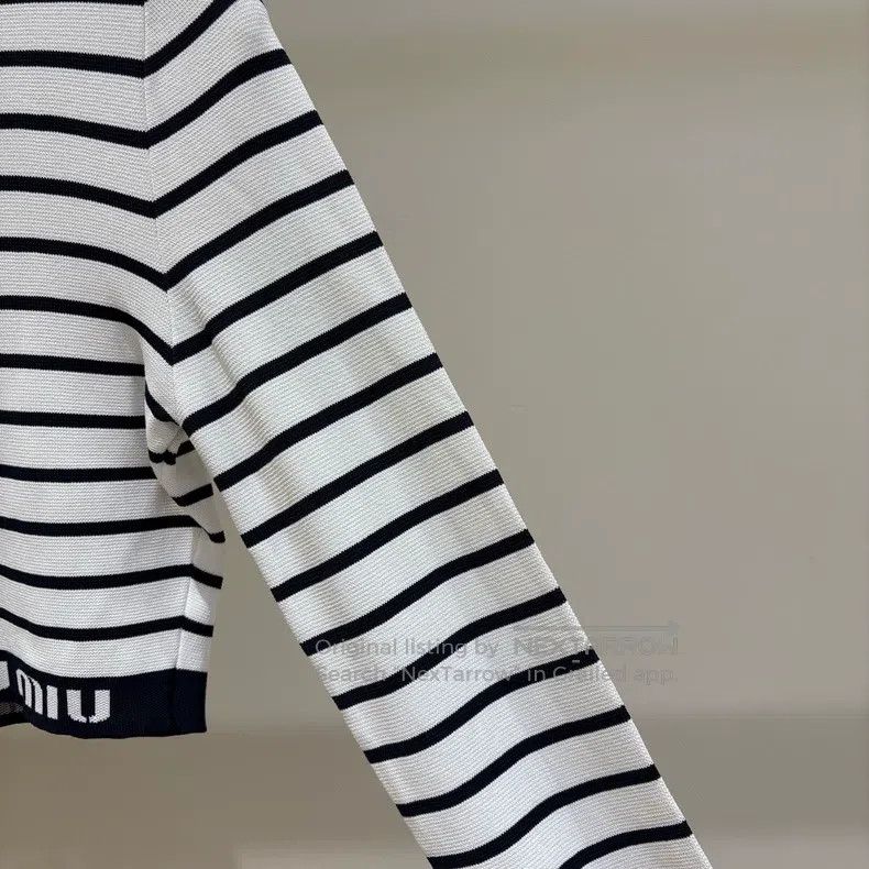Miu Miu Miu Miu 40 Striped waist letter logo long sleeve knit top Size M / US 6-8 / IT 42-44 - 5 Thumbnail