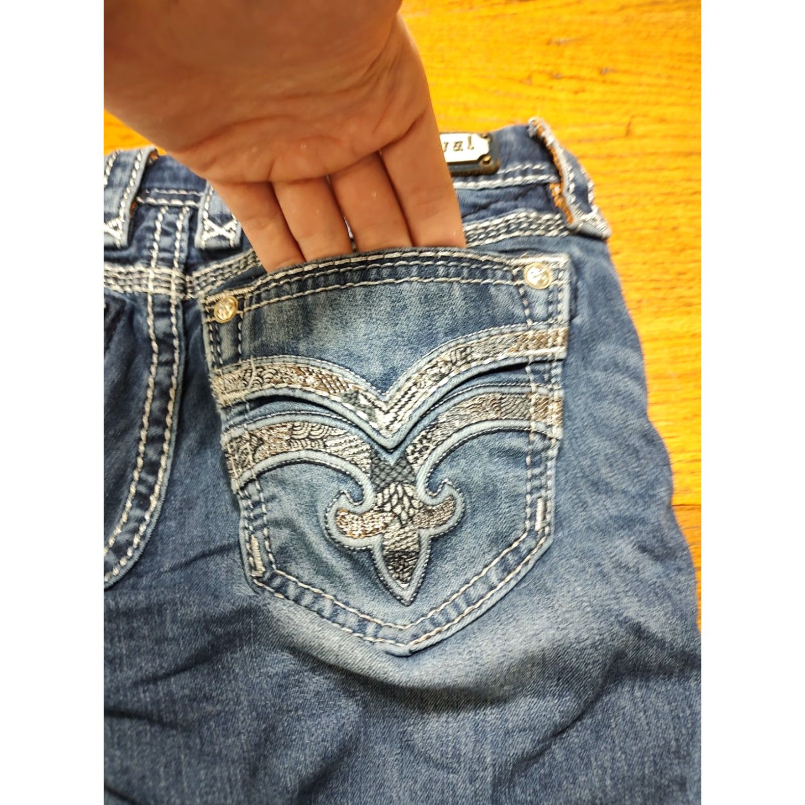 Vintage VINTAGE Rock Revival Allie Skinny Womens 26 X 29 Inseam Denim Distressed Blue Jeans Size 26" / US 2 / IT 38 - 4 Thumbnail