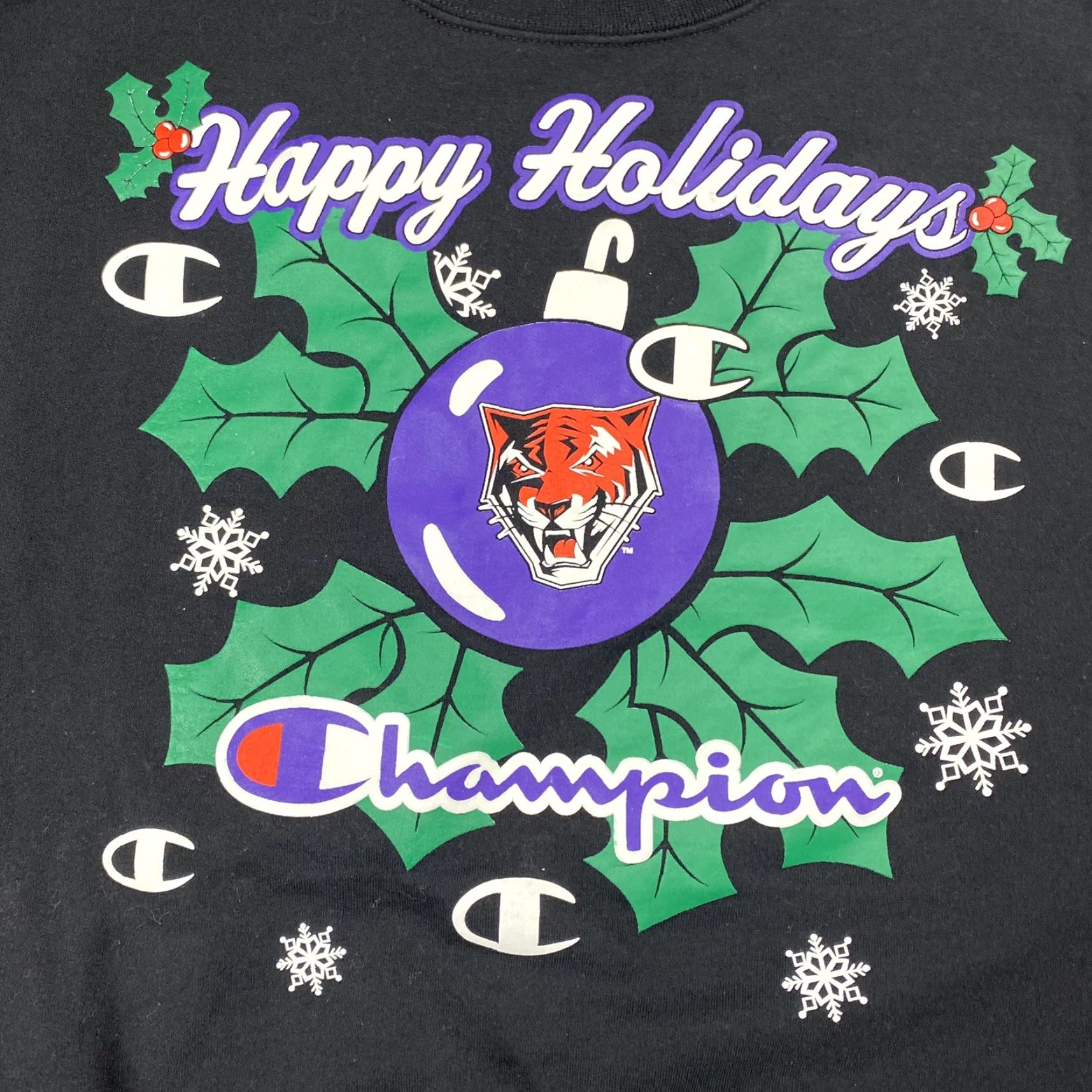 Champion Vintage Champion Buffalo State Bengals Holiday Sweatshirt Men M Black Knit Logo Pullover Size US M / EU 48-50 / 2 - 2 Thumbnail