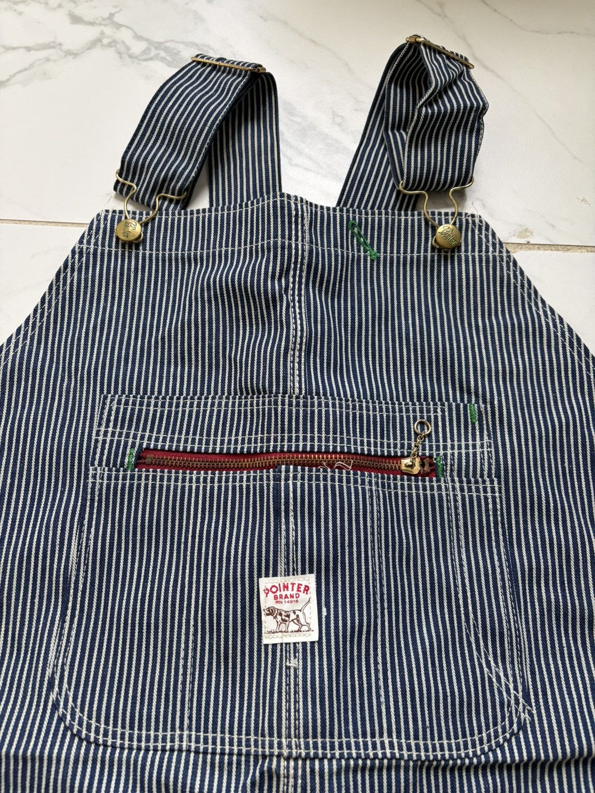 Pointer Vintage 1950s 50s Pointer Brand Hickory Stripes Overalls DS Size US 35 - 3 Thumbnail