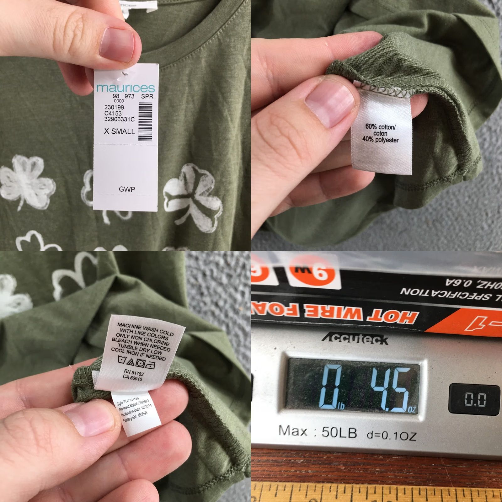 Vintage Maurices Shirt Womens XS Green Cotton Blend Shamrock Graphic Tee Casual Pullover Size XS / US 0-2 / IT 36-38 - 9 Thumbnail