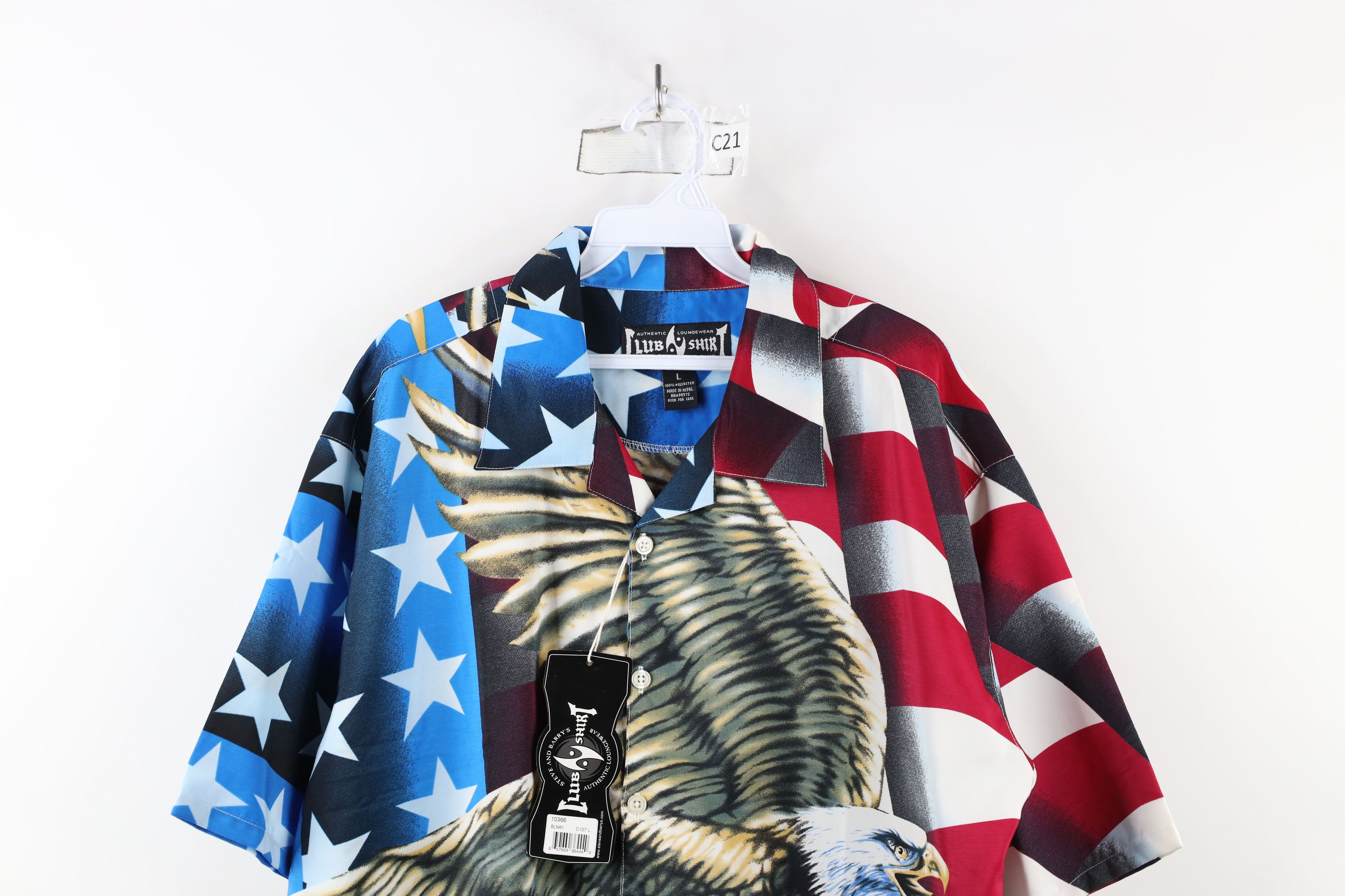 Vintage NOS Vintage 90s Streetwear Flag All Over Print Button Shirt Size US L / EU 52-54 / 3 - 2 Thumbnail