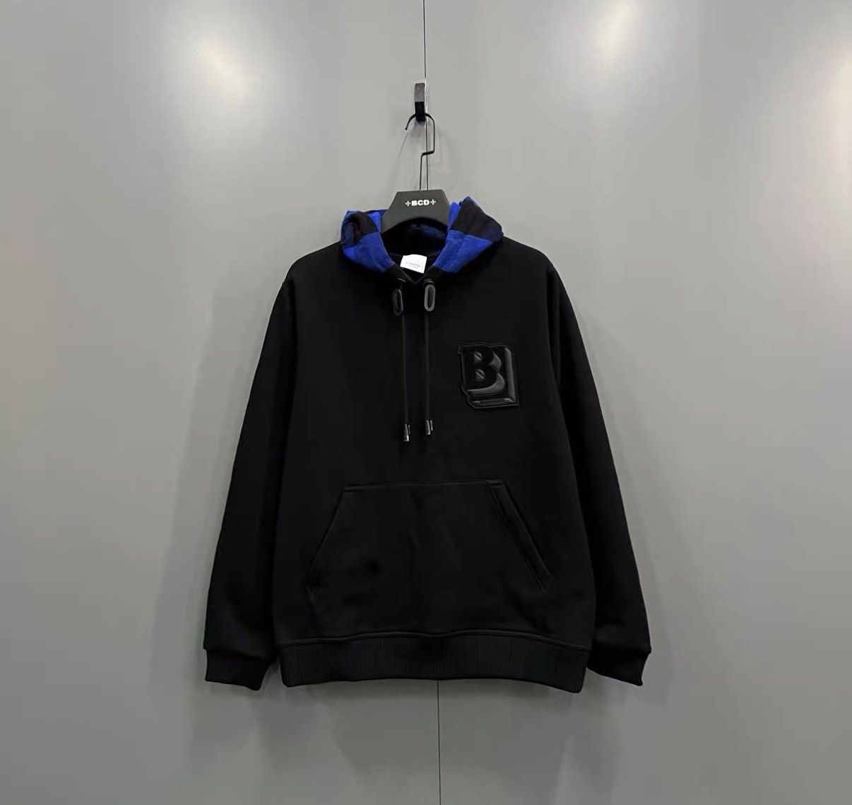 Burberry Burberry Black Leather-panel Logo Check Hoodie J41 Size US M / EU 48-50 / 2 - 1 Thumbnail