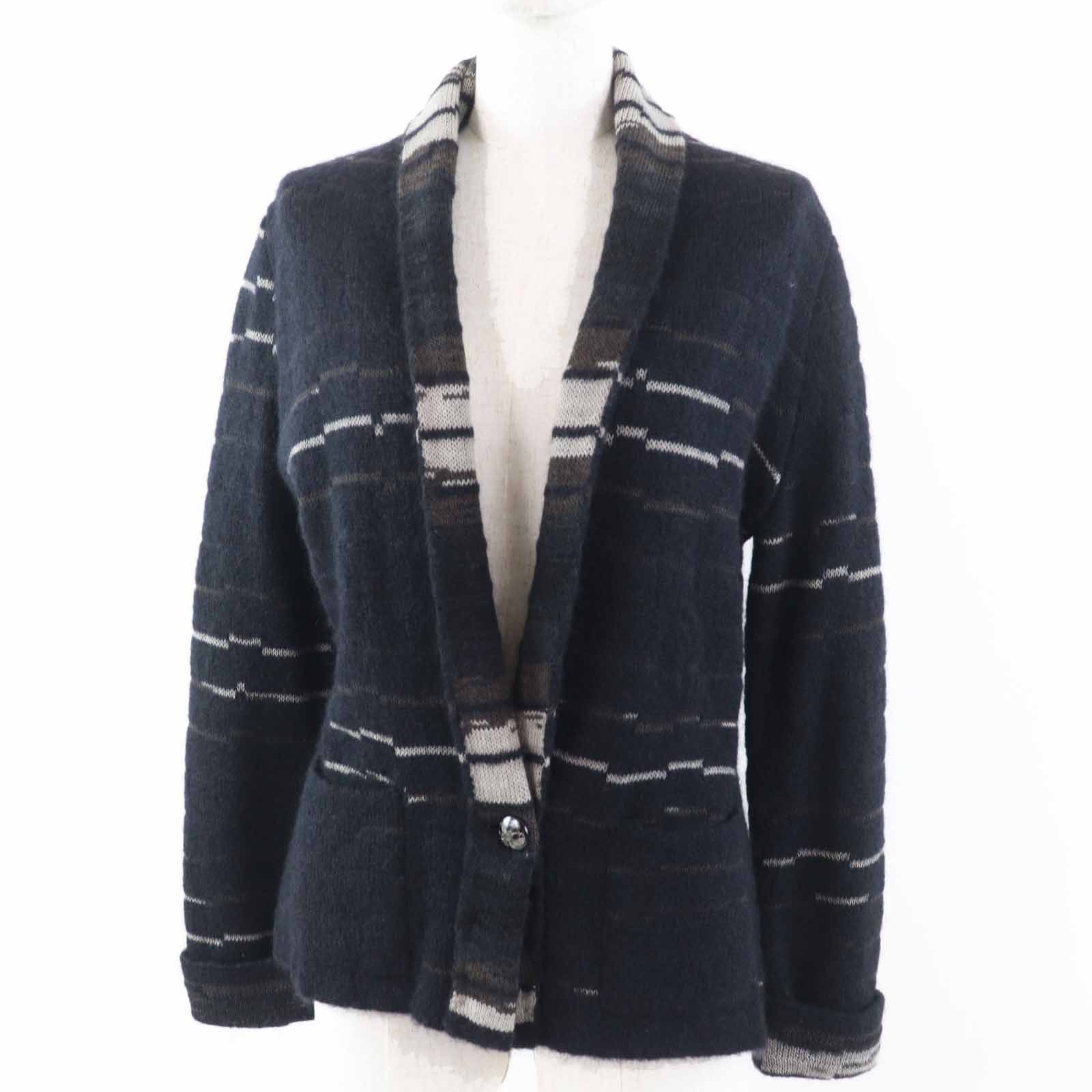 Chanel Chanel Chanel COCO Mark Wool Mohair Knit Cardigan Natural Material Tops P36148 DUTY FREE for USA Size ONE SIZE - 1 Thumbnail
