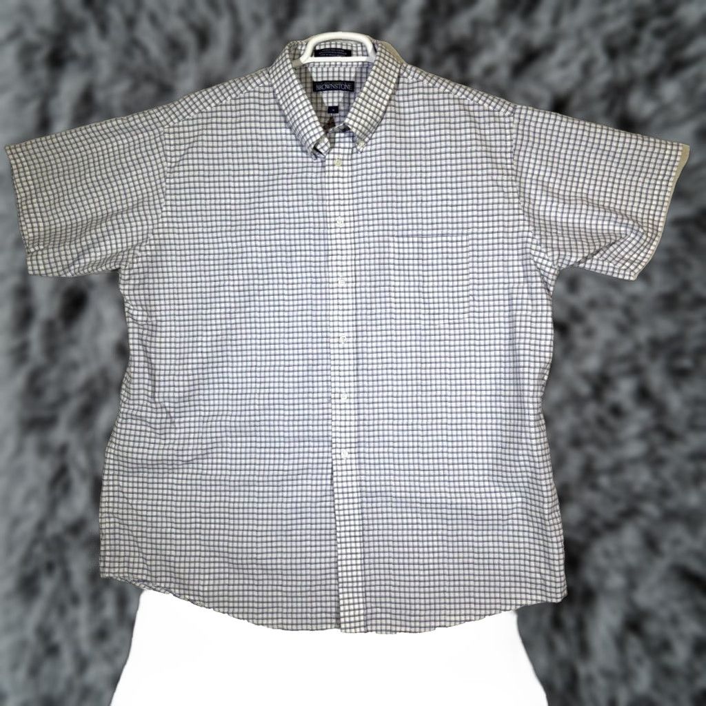 Vintage 59th Street Brownstone Shirt Blue Check Short Sleeve Button-Down M856 Mens Regular XS? No Size US XXL / EU 58 / 5 - 1 Thumbnail