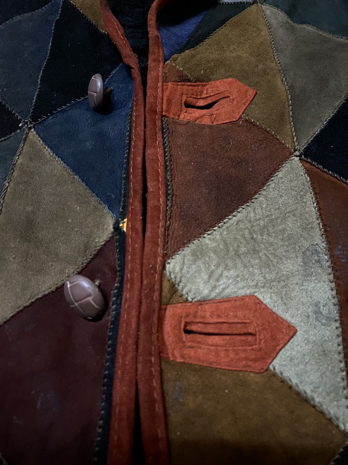Genuine Leather Leather Patchwork Cubism Pattern Shearling Sleeveless Jacket Size US L / EU 52-54 / 3 - 6 Thumbnail