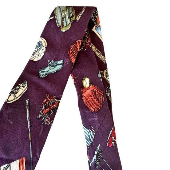 Nicole Miller Nicole Miller 1996 Sports Print Silk Tie – Vintage Size ONE SIZE - 3 Thumbnail
