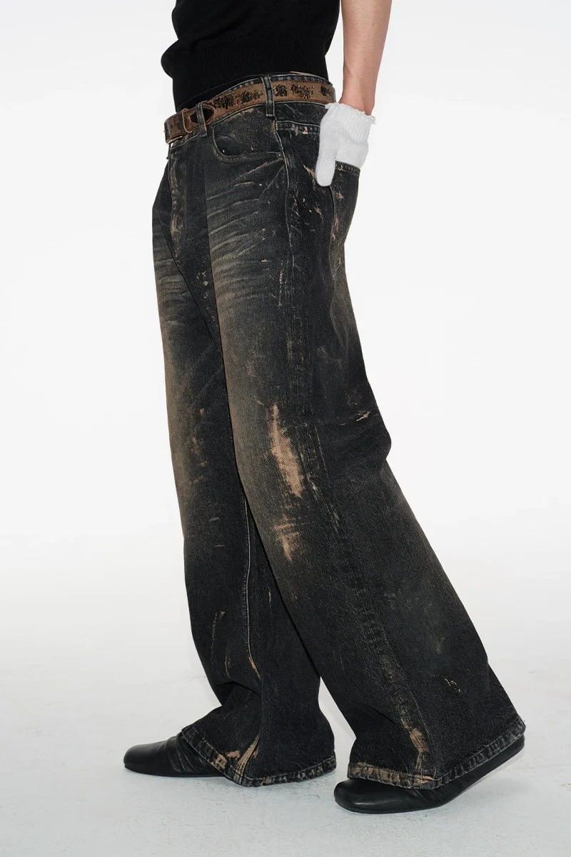 JCAESAR super baggy Black dye Denim Jeans rick owens LGB