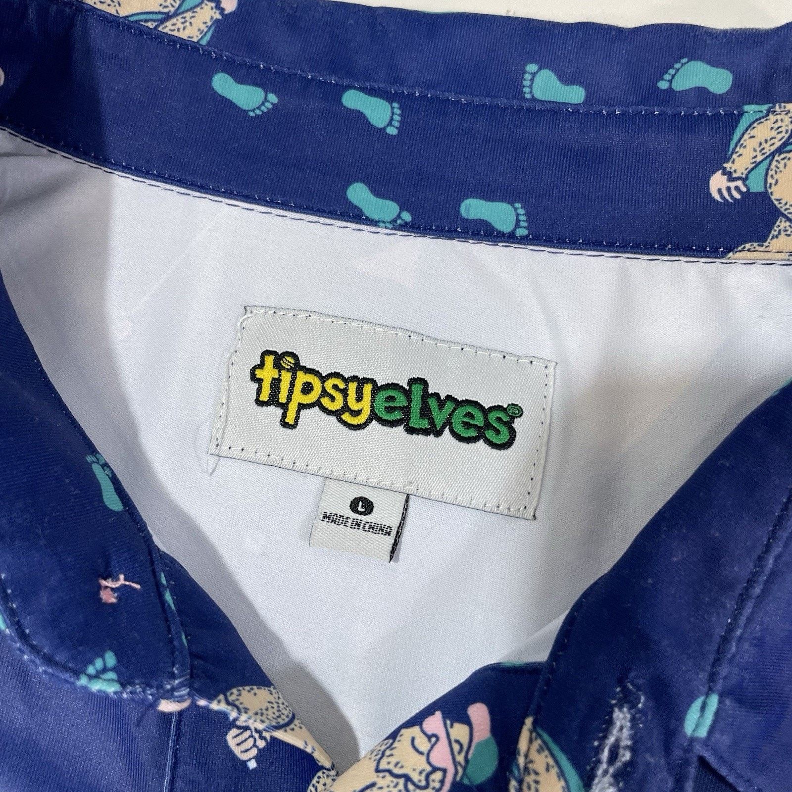 Tipsy Elves TIPSY ELVES “BIGFOOT BOGEY” GOLF POLO SHIRT Men's Sz L Blue Size US L / EU 52-54 / 3 - 2 Thumbnail