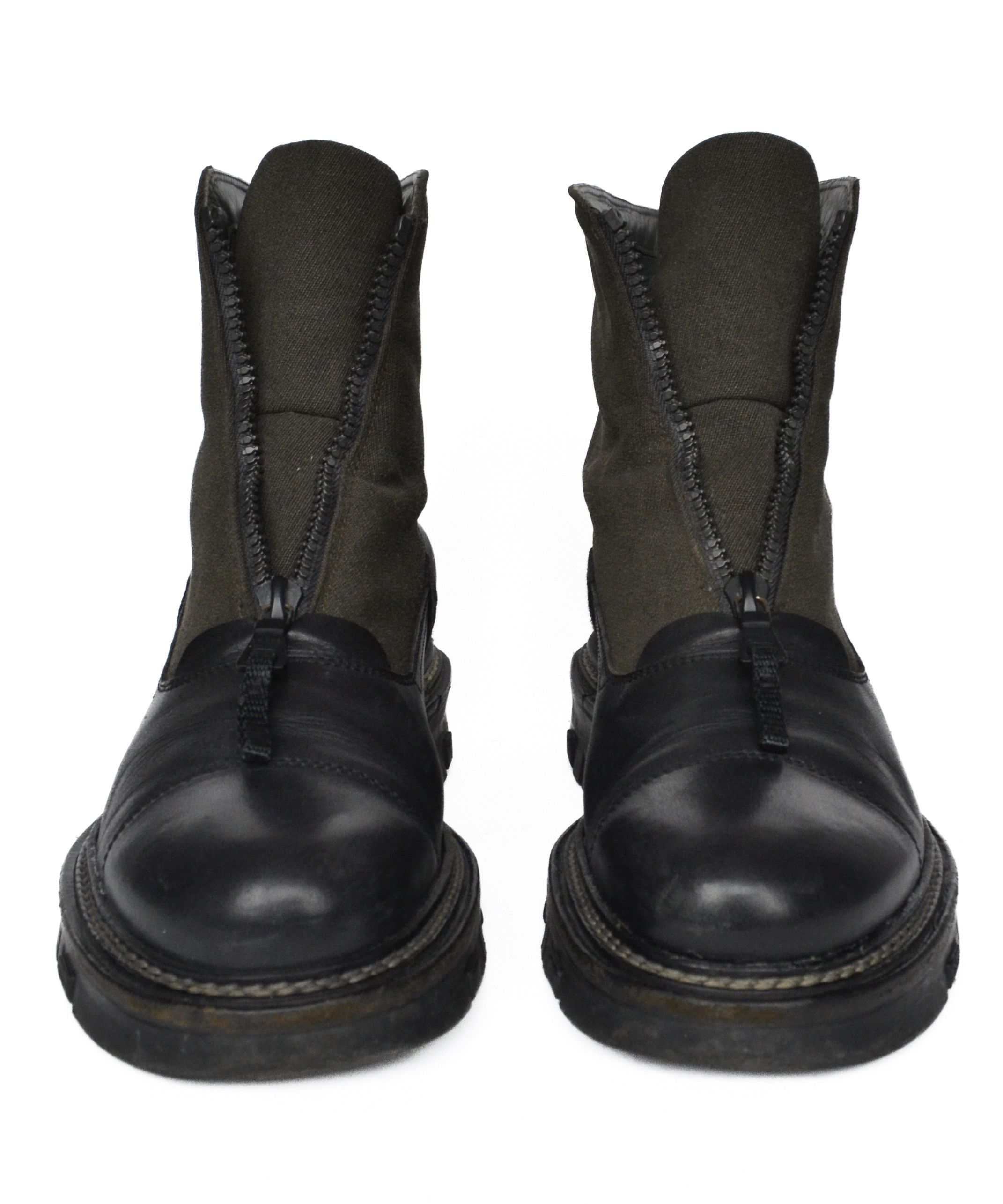 Prada PRADA Boots Leather Vintage Front Zip Black Khaki 39 Size US 9 / IT 39 - 5 Thumbnail