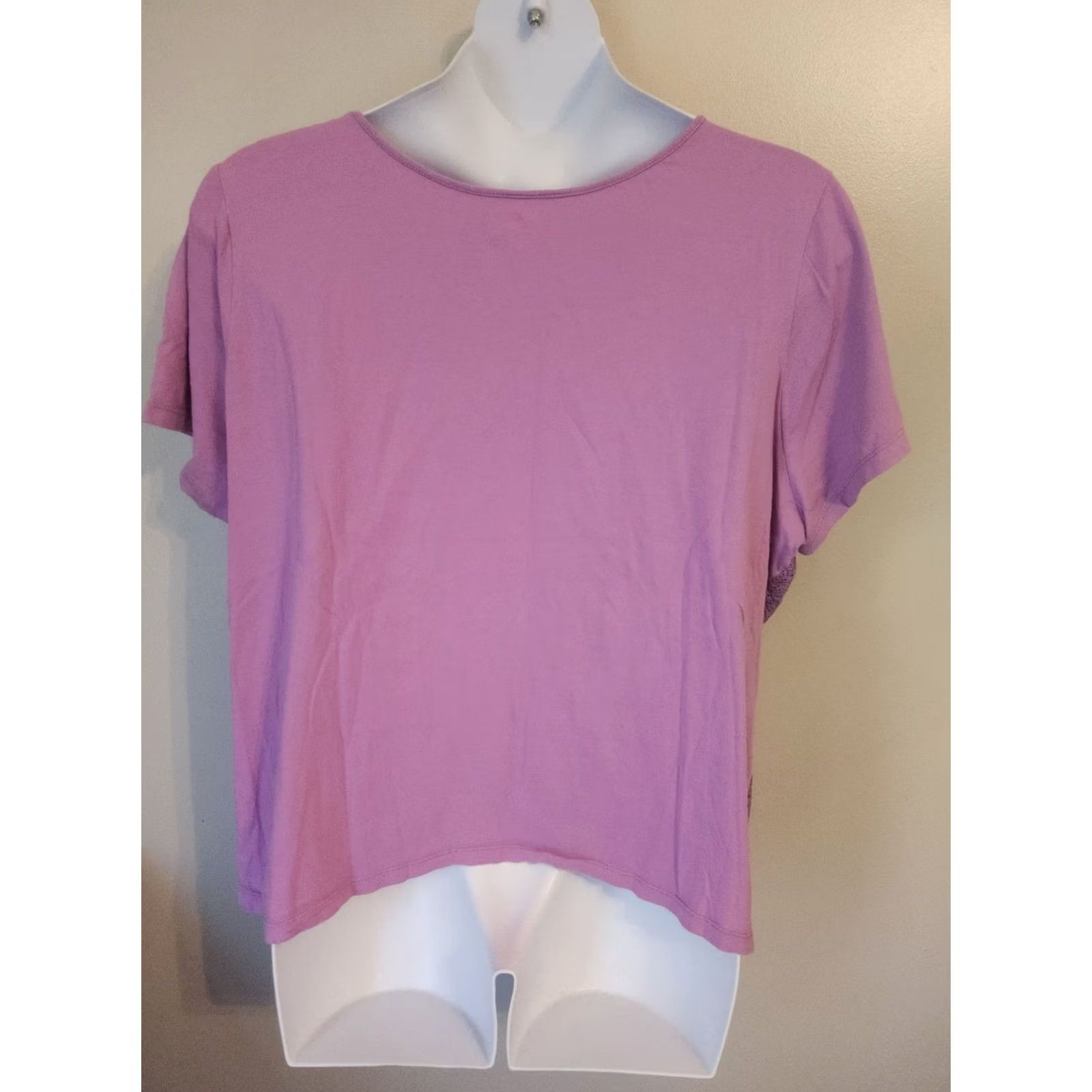 Vintage Laura Scott Purple Lace Overlay Short Sleeve Blouse 3X Womens Casual Top Size XXL / US 16-18 / IT 52-54 - 4 Thumbnail