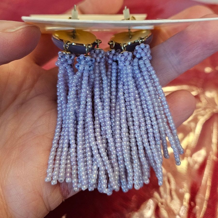 Other ON 34th Crystal Heart Earrings w/ Purple Beaded Fringe Size ONE SIZE - 5 Thumbnail