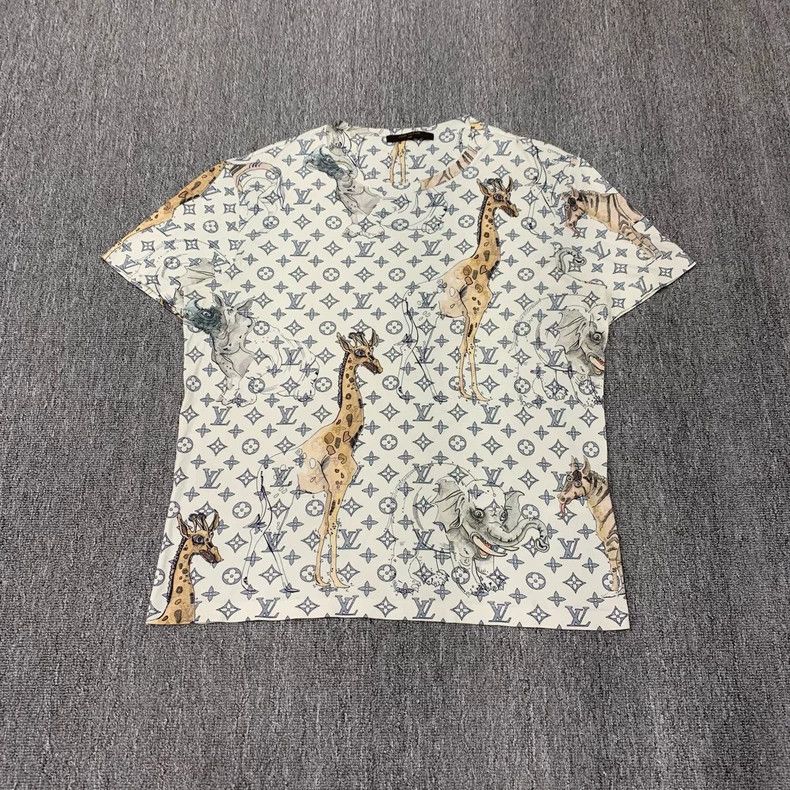 Louis Vuitton Louis Vuitton White Zoo Old Flower Full Print Short Sleeve Size US M / EU 48-50 / 2 - 1 Thumbnail