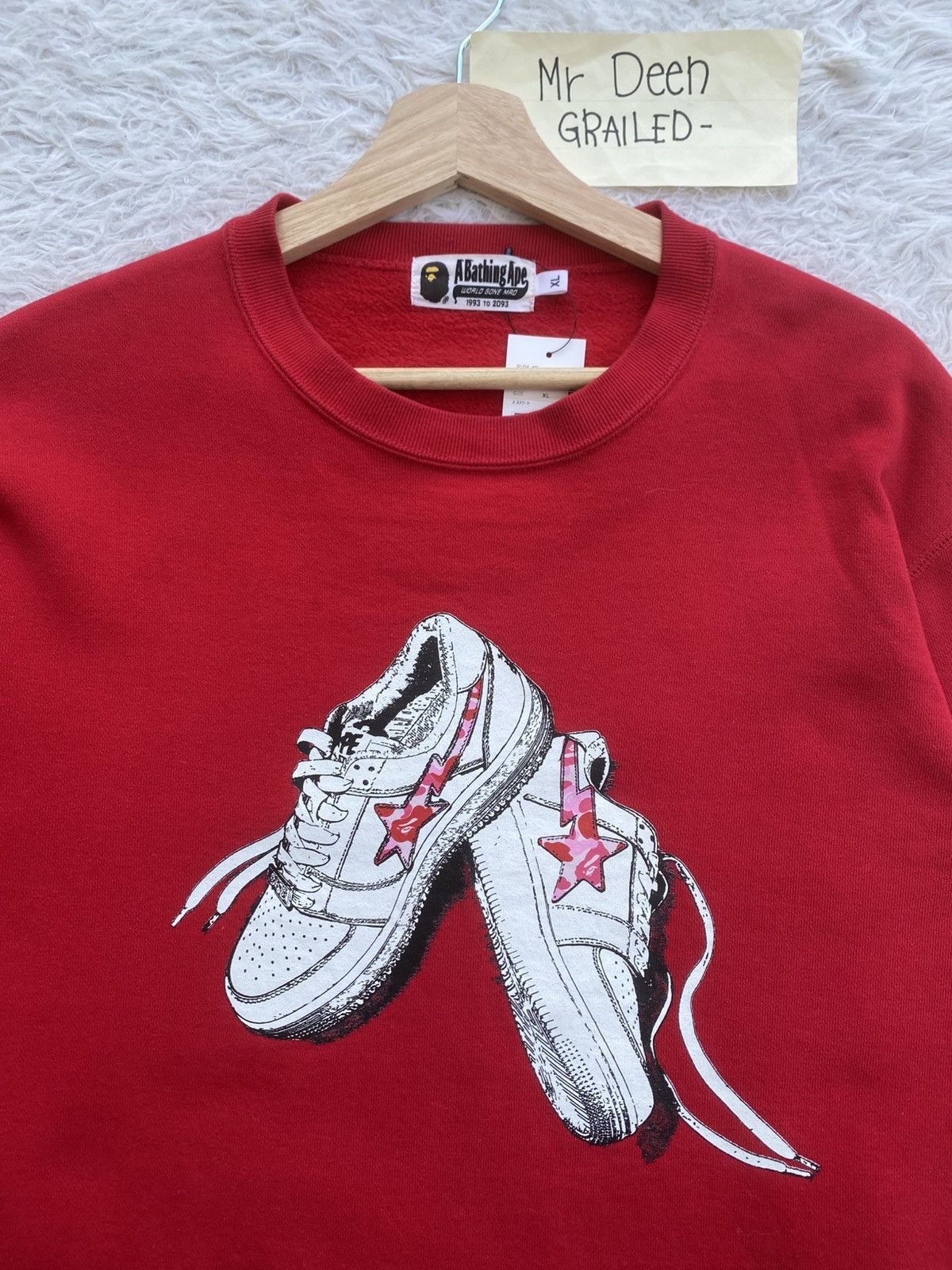 Bape Rare BAPE Camo Bapesta Crewneck Red Sweater Size US XL / EU 56 / 4 - 8 Thumbnail