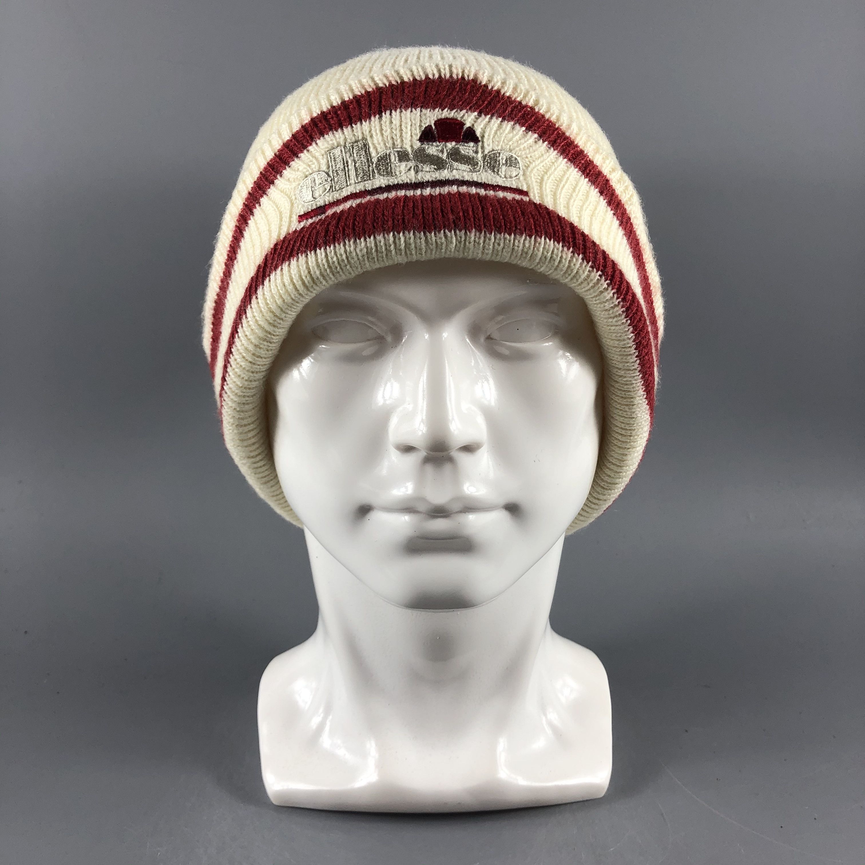 image of Ellesse Beanie Stripe Snow Hat Knit Snow Cap B1280, Men's
