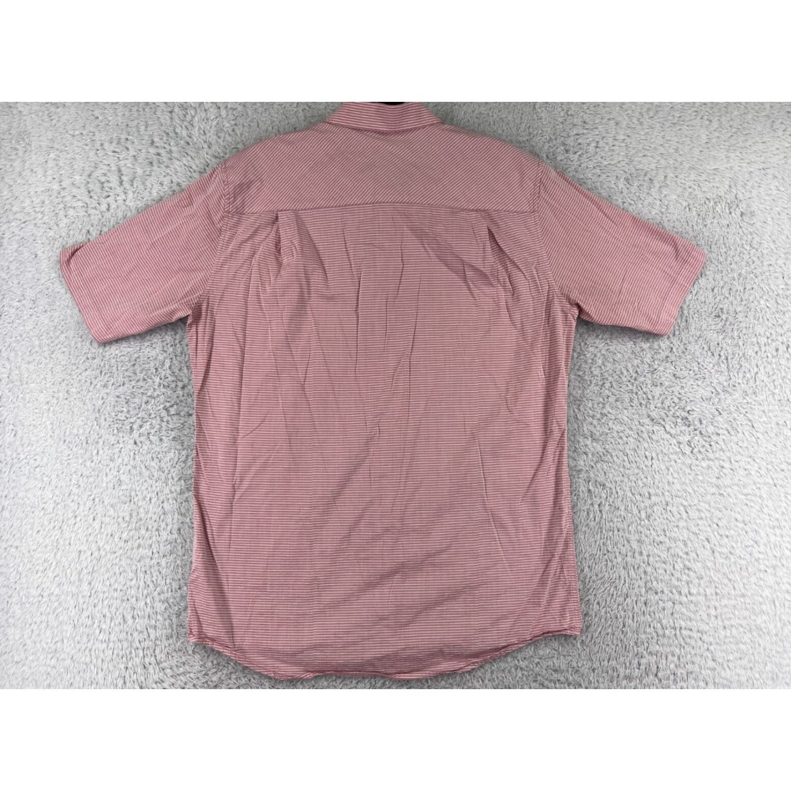 TravisMathew Travis Mathew Shirt Mens M Red White Striped Button-Up Golf Pocket Lightweight Casual Short Sleeve Shirt - Men’s Medium Red Stripe Golf Shirt Size US M / EU 48-50 / 2 - 2 Thumbnail