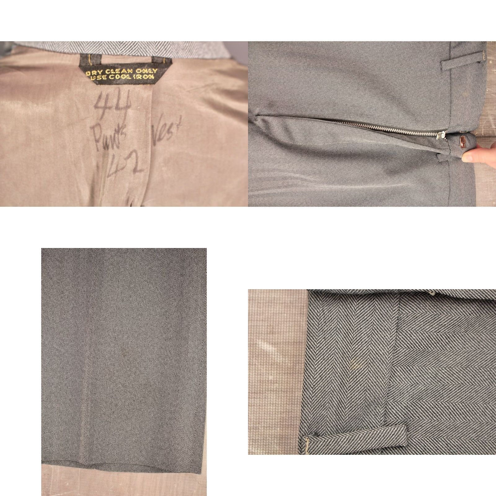 Vintage VINTAGE Men’s VTG 70s Grey 3 PC Leisure Suit Sz L-XL 1970s Disco Polyester Shirt Hoodie Hat Mens Size 42R - 9 Thumbnail