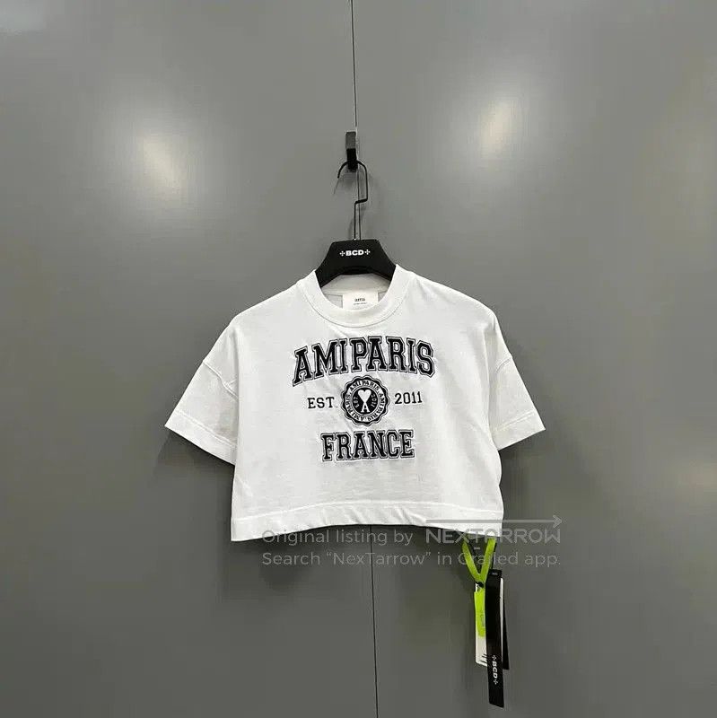 AMI AMI Summer White Logo Crop T-Shirt . Size XXS / US 00 / IT 34 - 1 Thumbnail