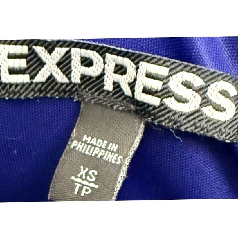 Express Express Blue Solid Knit One Shoulder Dress Short Sleeveless Women Size XS Size 26" / US 2 / IT 38 - 4 Thumbnail