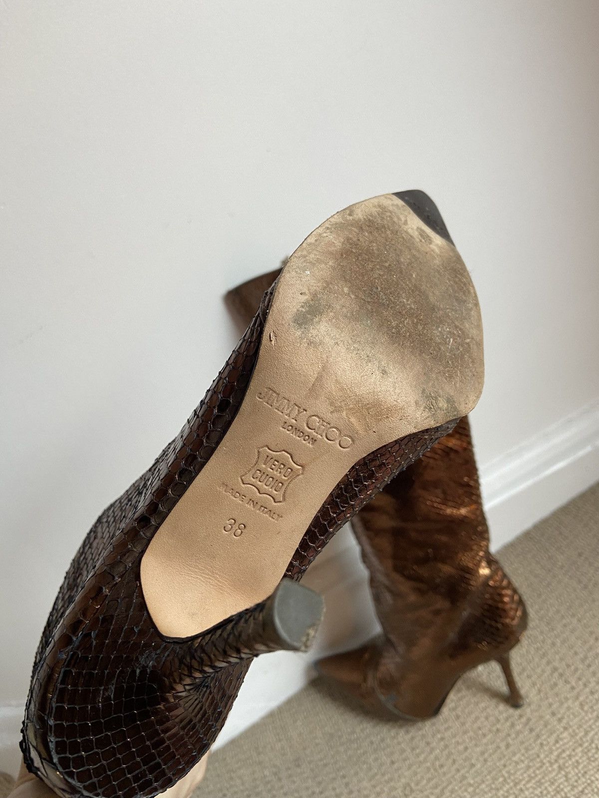 Jimmy Choo Jimmy Choo Mavis Python Metallic Boots Size US 8 / IT 38 - 15 Thumbnail