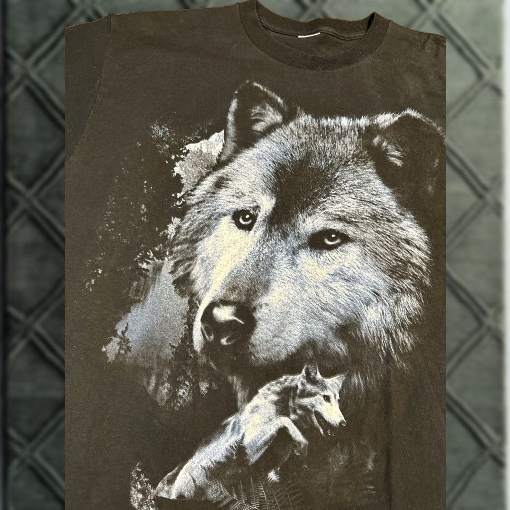Vintage VINTAGE Wolf Husky Dog Nature Animal Earth Black T-Shirt XL Men Size US XL / EU 56 / 4 - 1 Thumbnail