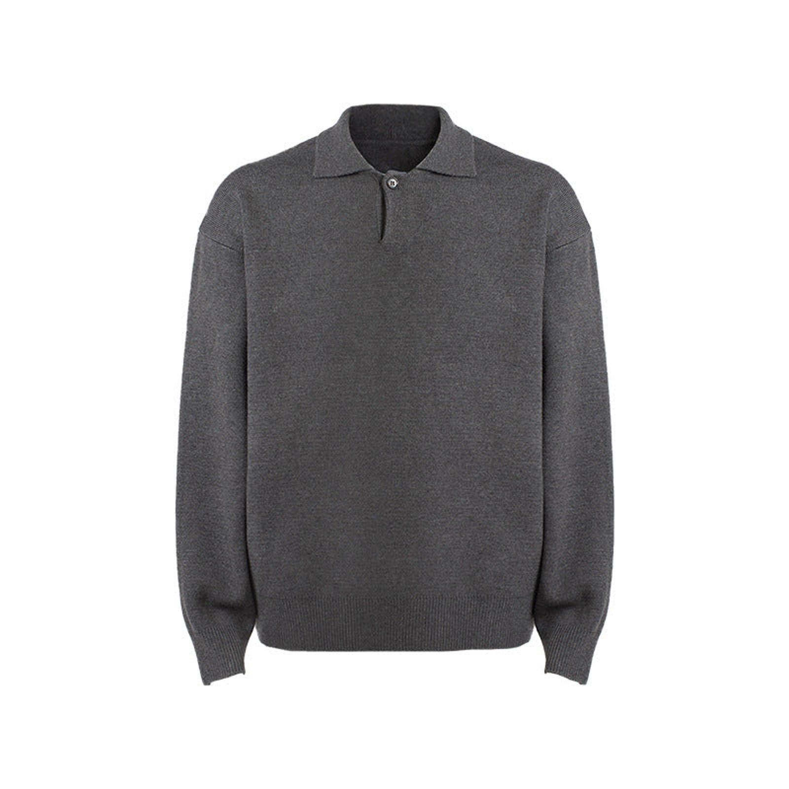 Vintage Charcoal Gray Relaxed Fit Polo Collar Sweater Size US M / EU 48-50 / 2 - 3 Thumbnail