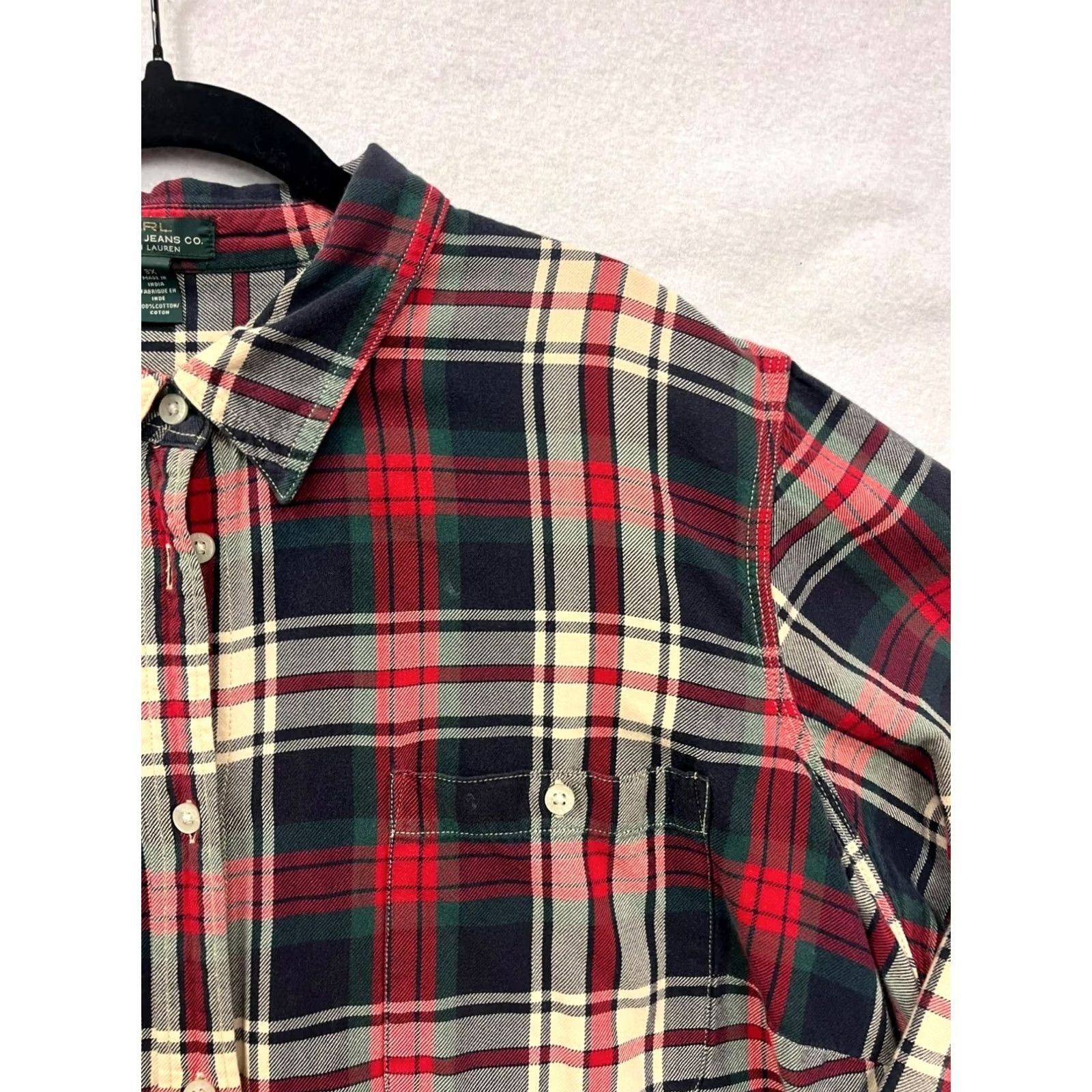 CO Womens 3XL Lauren Jeans Co Ralph Lauren Red & Green Plaid Button-Up Shirt, Cotton Flannel, Long Sleeve, 3XL, Womens, Red Size 40" / US 18 - 6 Thumbnail