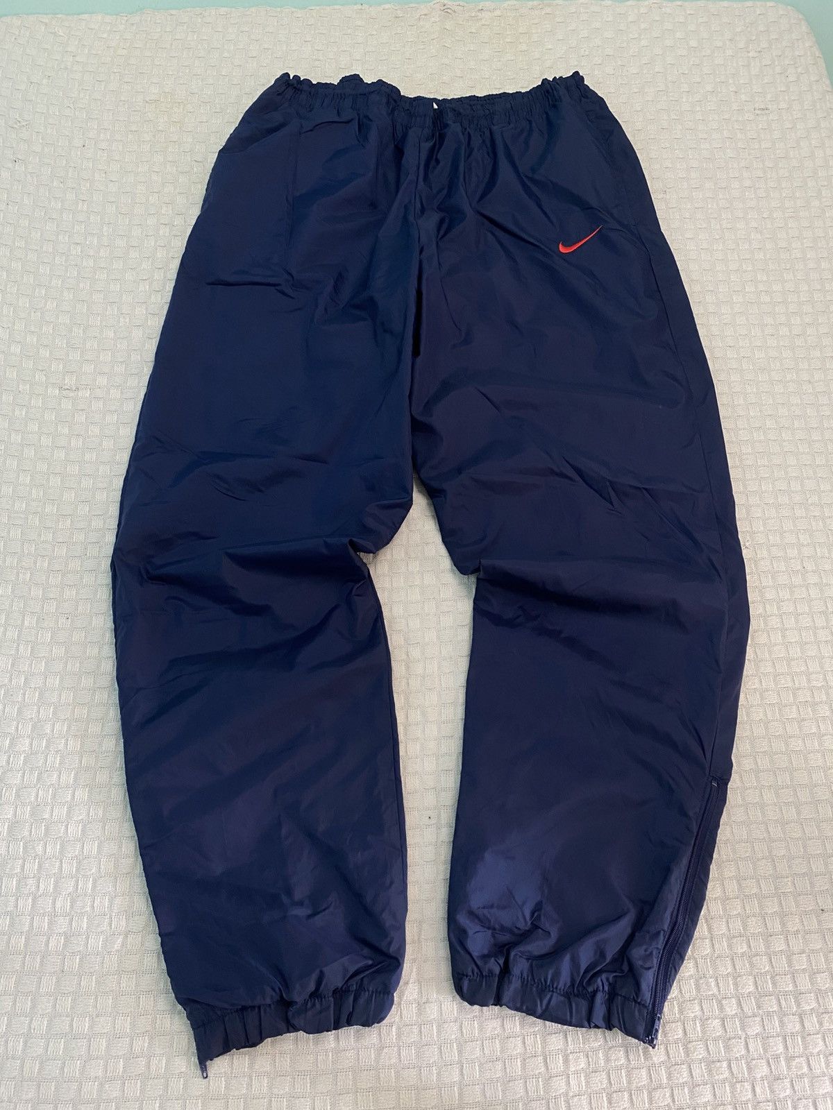Billie Eilish × Nike 💥 VINTAGE NIKE 90S BAGGY WIDE LEG SWOOSH TRACK PANTS Y2K Size US 28 / EU 44 - 1 Thumbnail