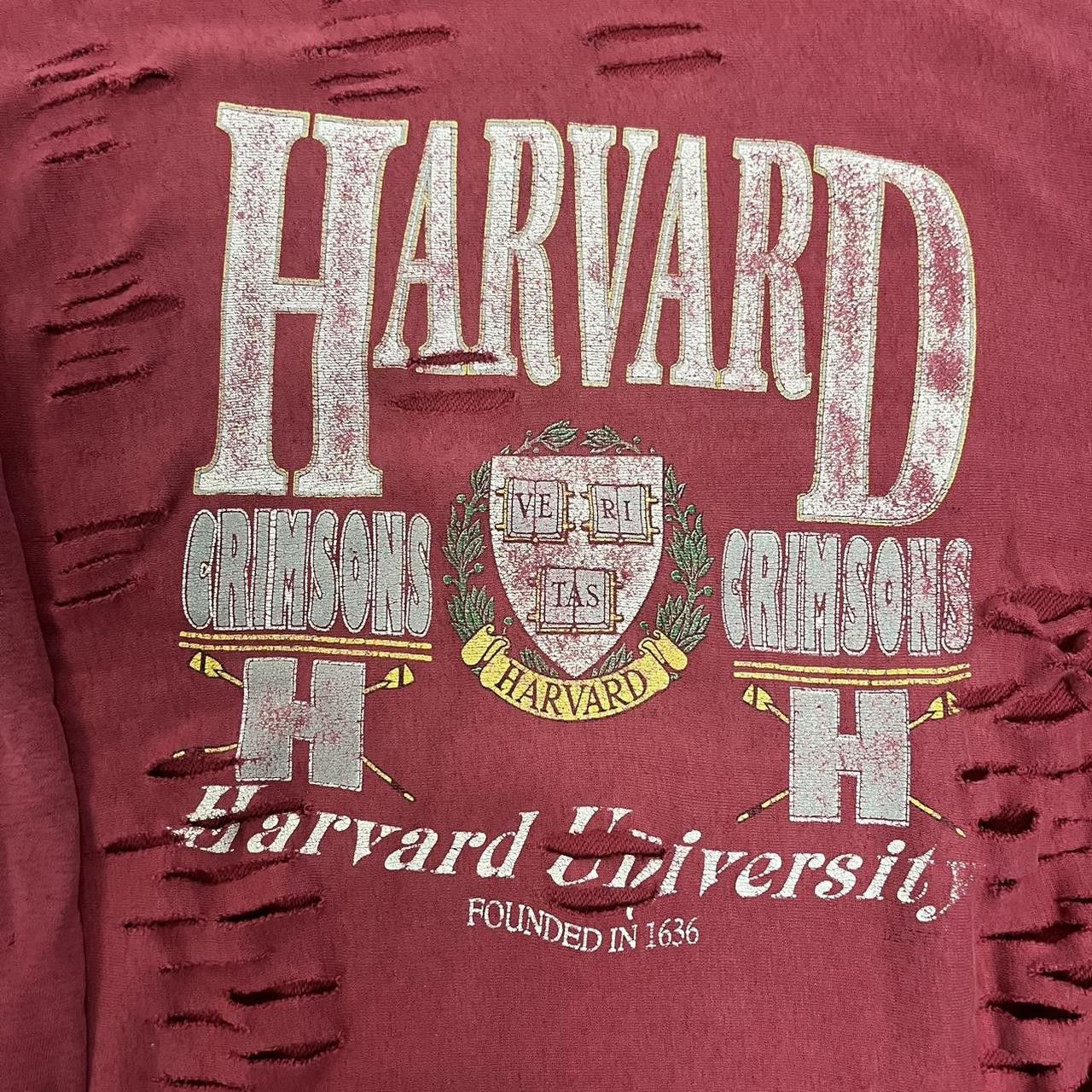Vintage VTG 90s Harvard University Distressed Collegiate Sweatshirt Size US XL / EU 56 / 4 - 3 Thumbnail