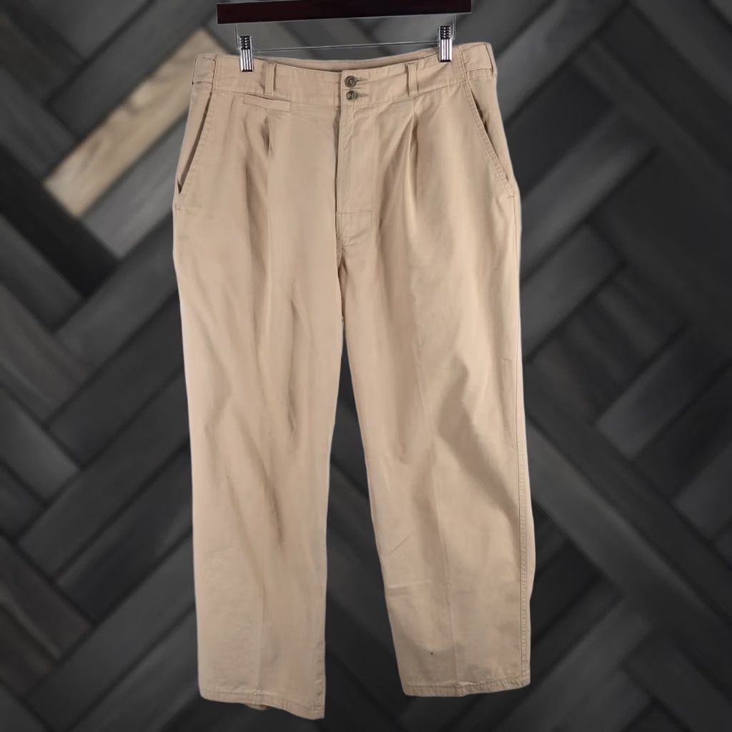 Gap VINTAGE Gap Chino Pants Men 34x26 Wide-Leg Pleated Khaki Portugal 90s Side Straps Slimmed 26 Inseam Size US 34 / EU 50 - 1 Thumbnail